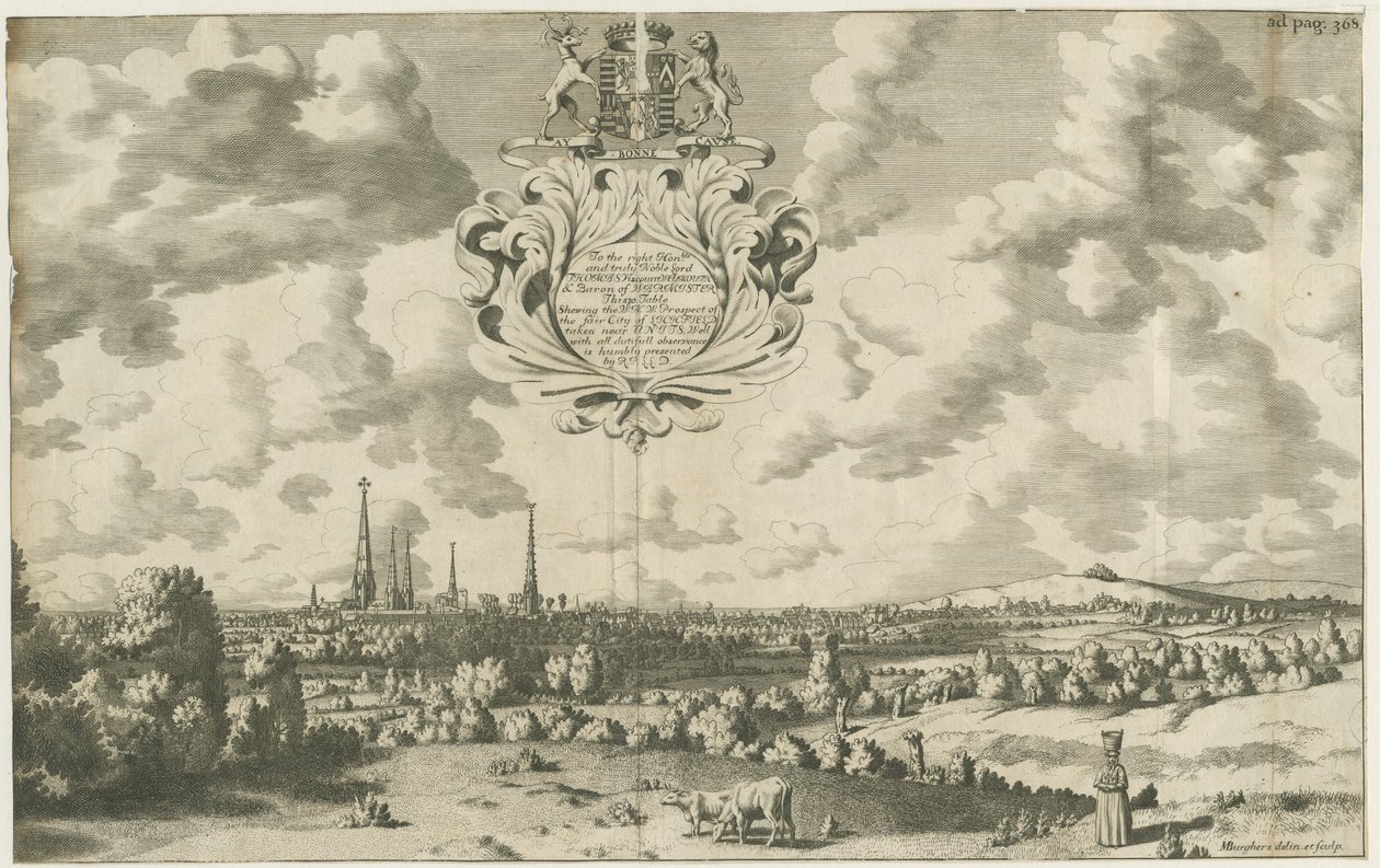Lichfield - West North West Prospect: mědirytina, nd [1653 - 1686] od Michael Burghers