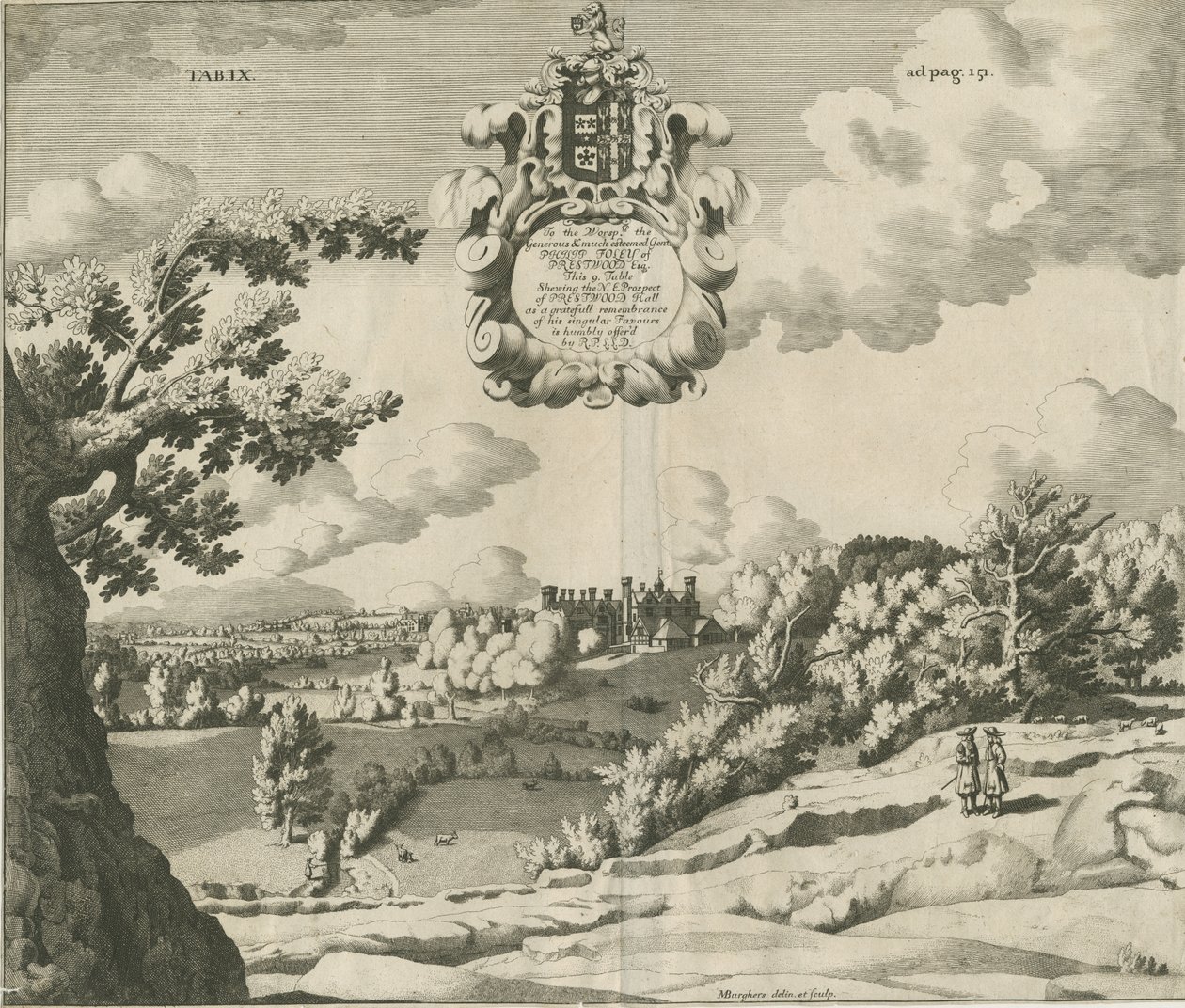 Prestwood Hall: rytina, nd [1653-1727] od Michael Burghers