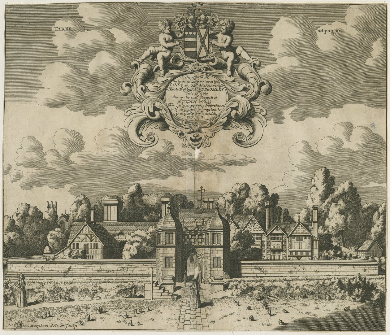 Sandon Hall: rytina, nd [1653-1686] (tisk) od Michael Burghers