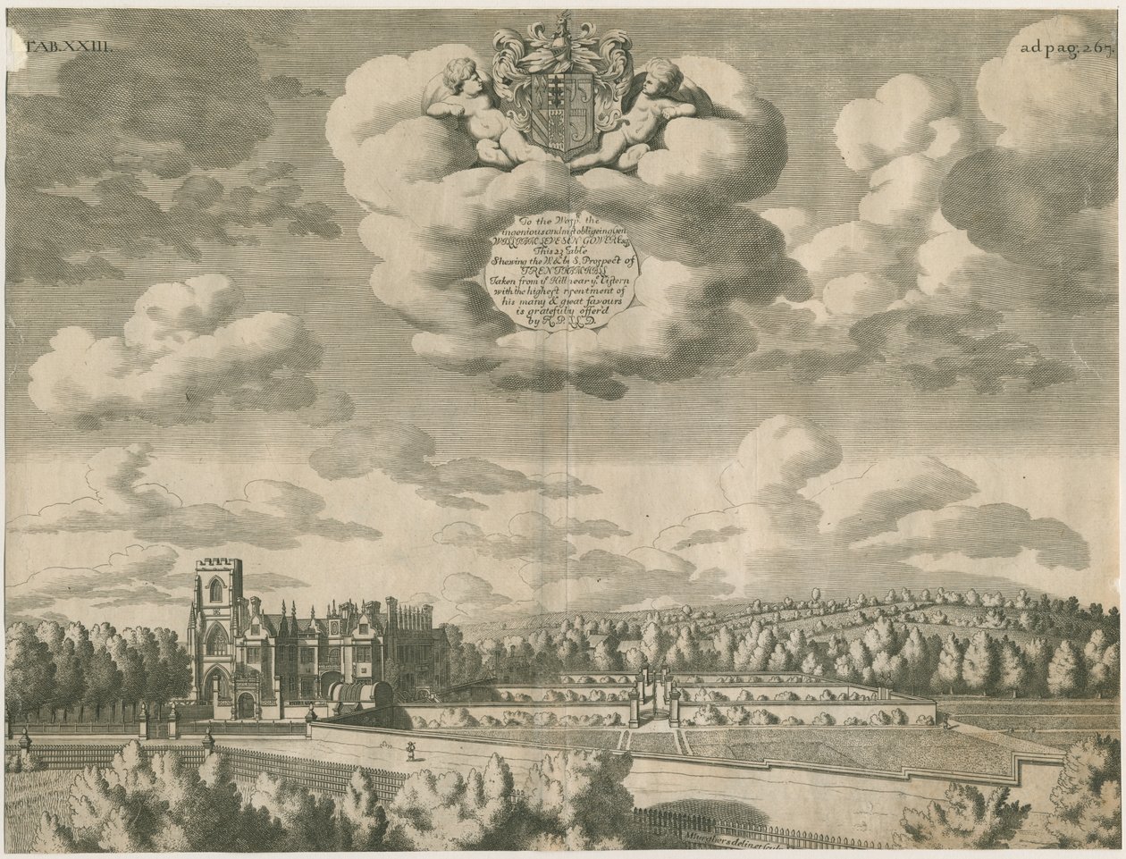 Trentham Hall: rytina, nd [1686] od Michael Burghers