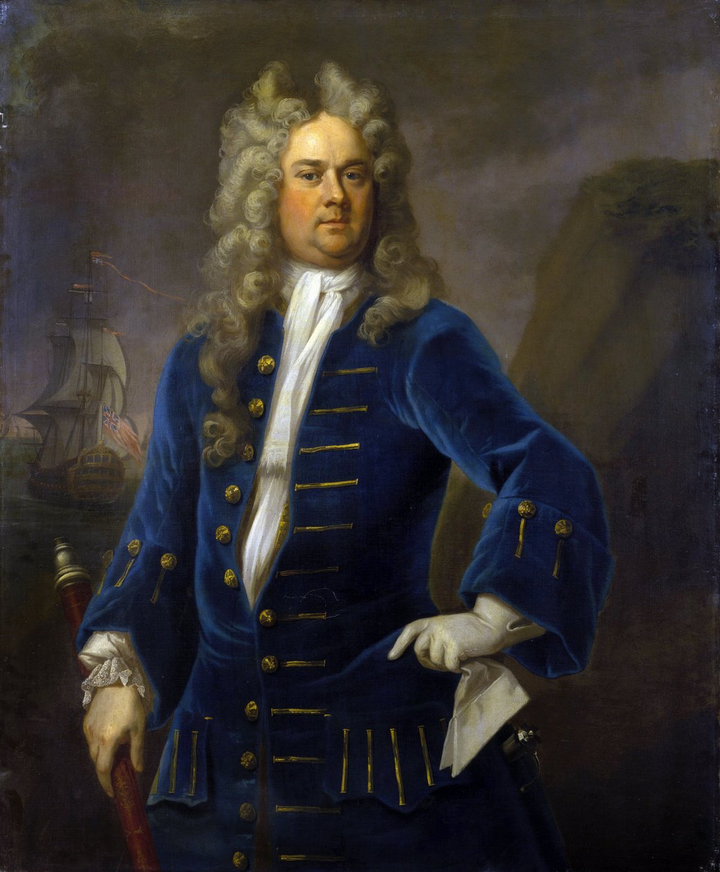 Portrét kapitána Roberta Harlanda (asi 1680-1751), který drží v ruce dalekohled (dlouhý pohled). Olej na plátně, asi 1707-1711, autor Michael Dahl (1659-1743). od Michael Dahl
