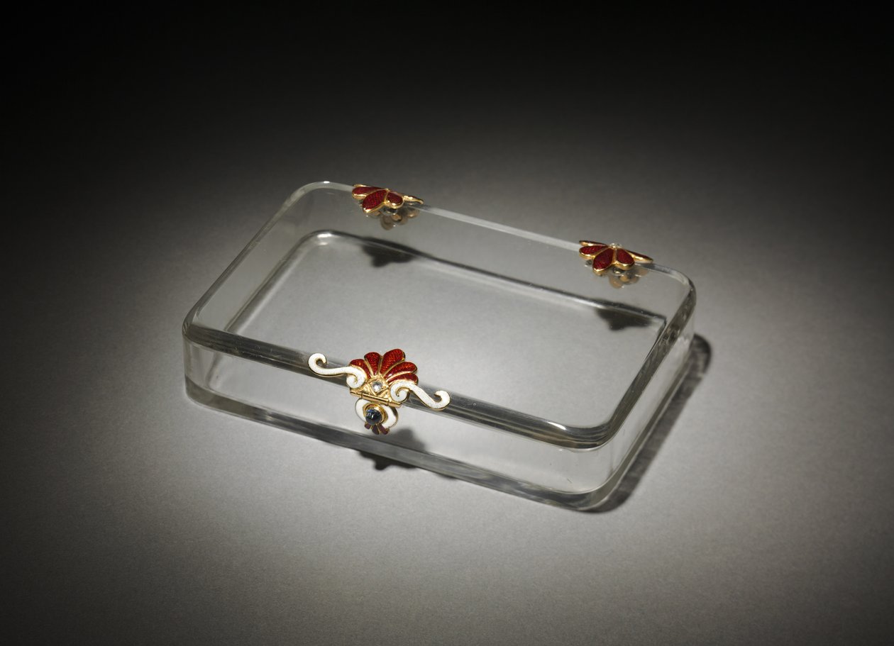 Cigarette Case, House of Fabergé, c.1895-1910 (horský křišťál, smalt, zlato, safír, diamant) od Michael Evlampievich Perkhin