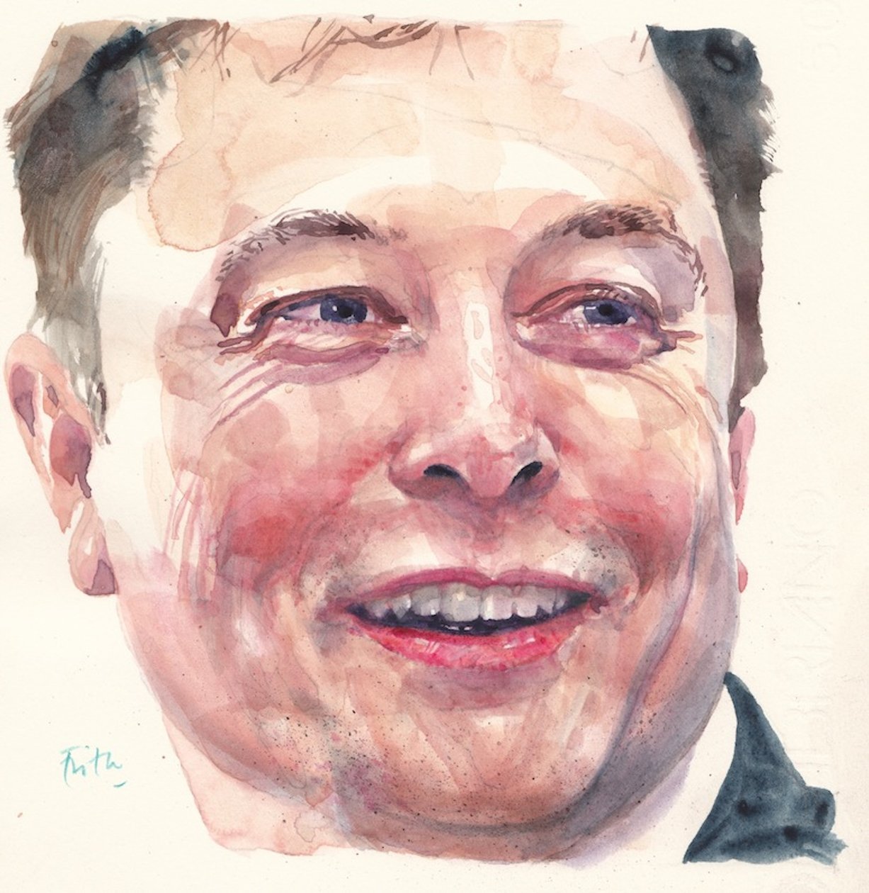 Elon Musk (akvarel) od Michael Frith