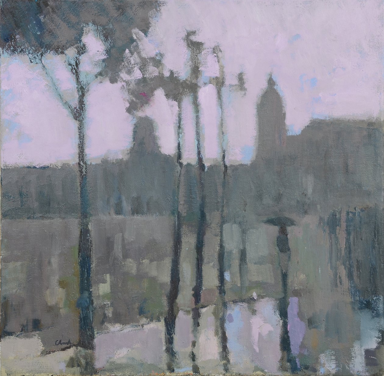 Paříž v dešti, 2016 (olej na plátně) od Michael G. Clark