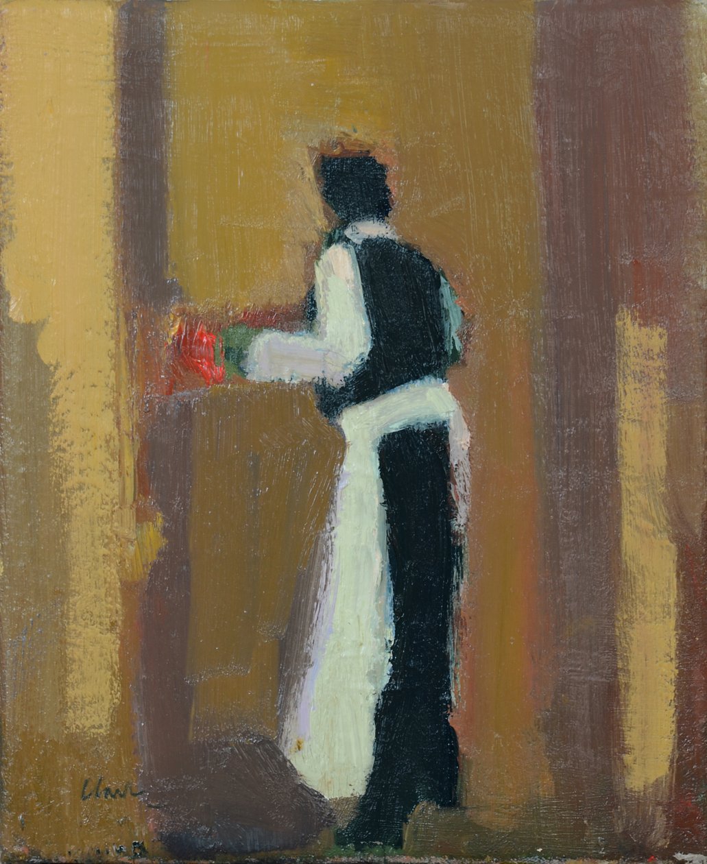 Pařížský číšník, 2015 (olej na plátně) od Michael G. Clark