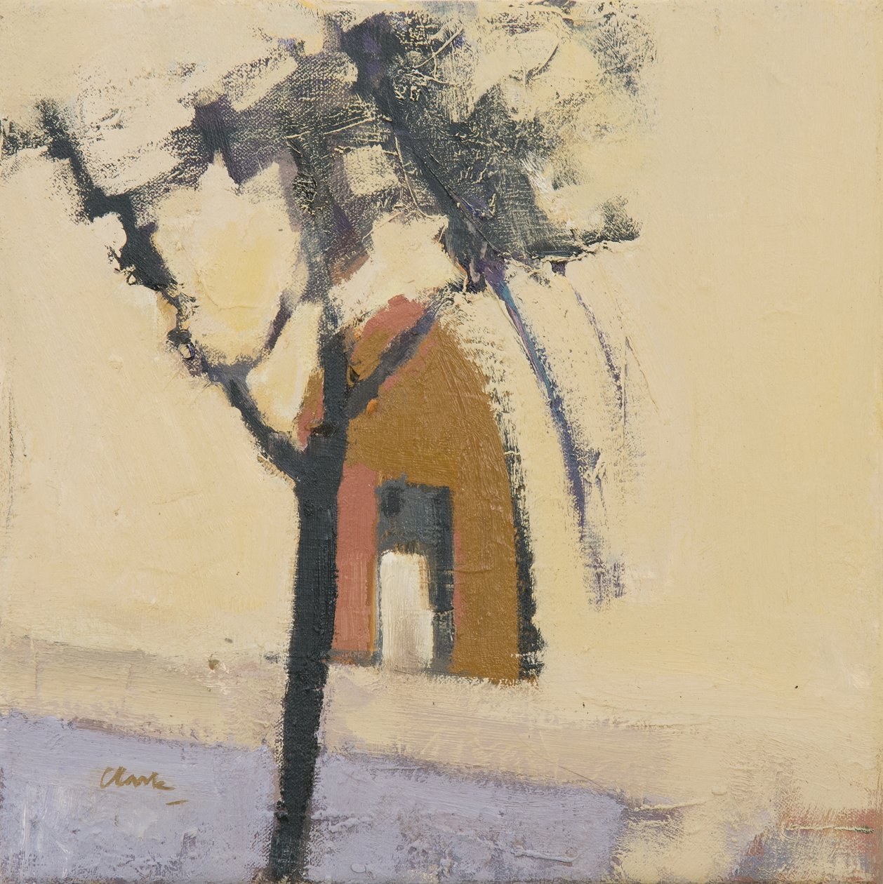 Puymirolský kostel, 2017 (olej na plátně) od Michael G. Clark