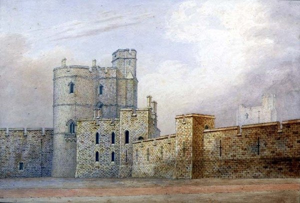 Hrad Windsor, Vojenská rytířská věž (pero, inkoust a akvarel na papíře) od Michael Gandy