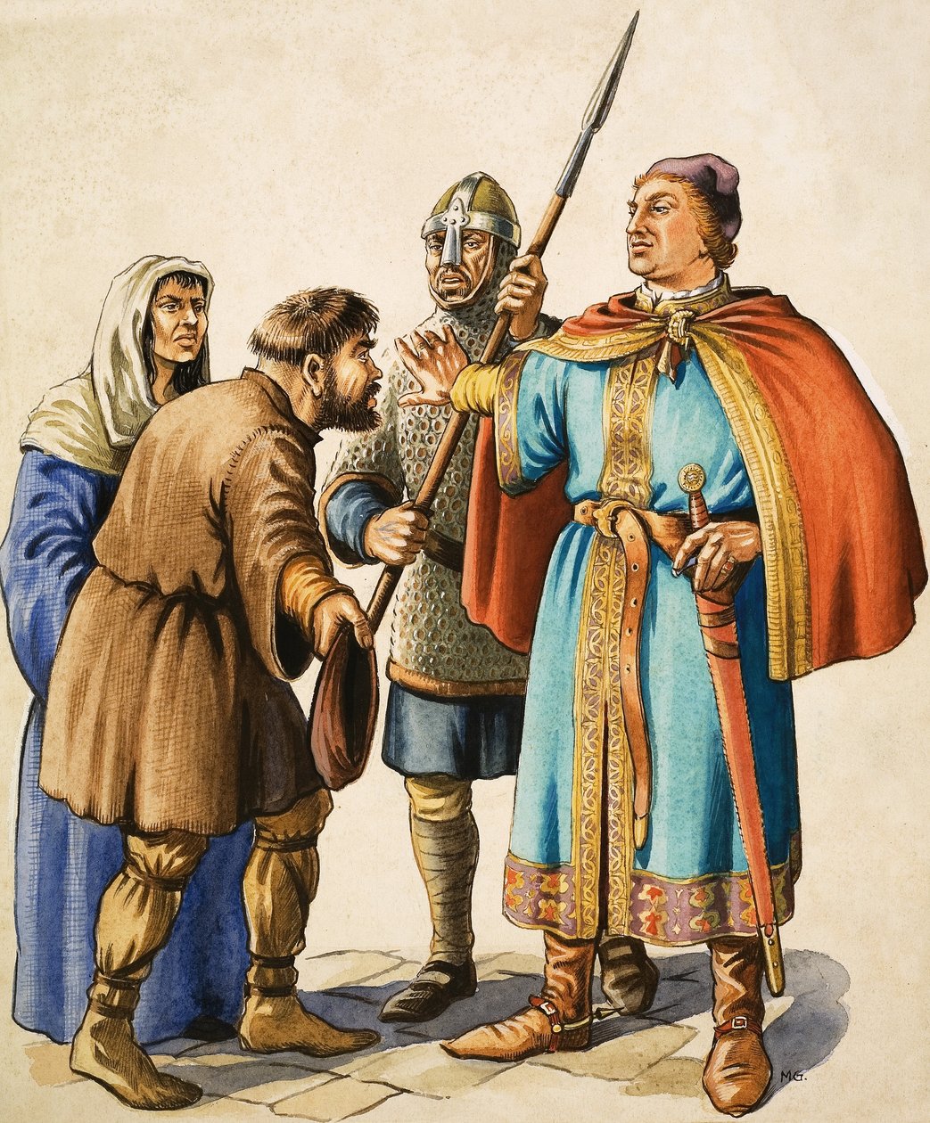 Jindřich II. vyslechne stížnost pokorného poddaného od Michael Godfrey