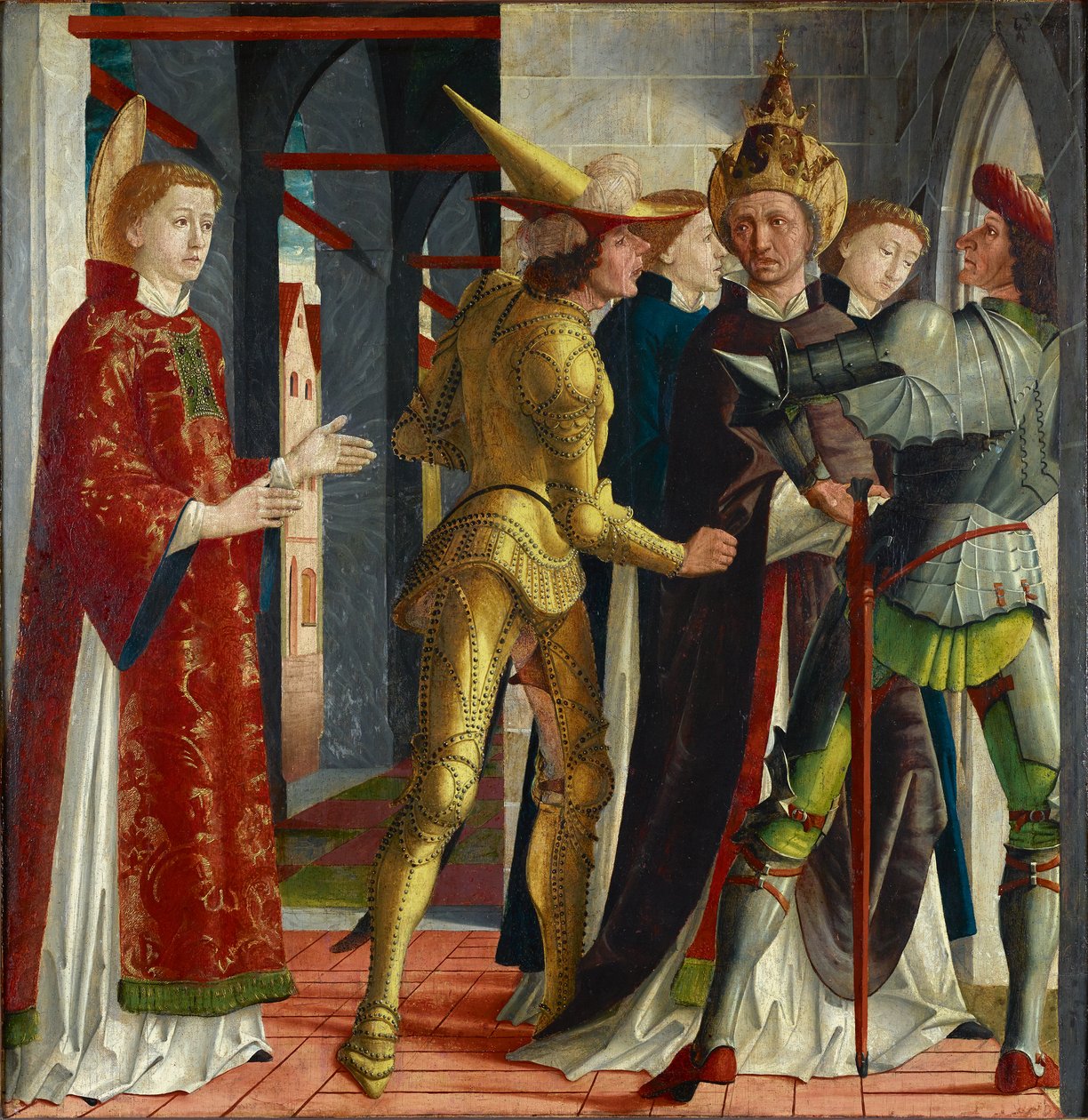 Papež Sixtus II. se loučí se sv. Laurentius od Michael Pacher