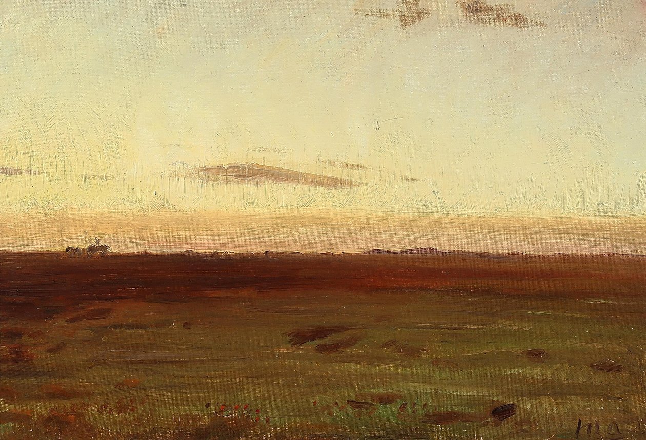 Pohled na louku a duny ve večerním slunci. od Michael Peter Ancher