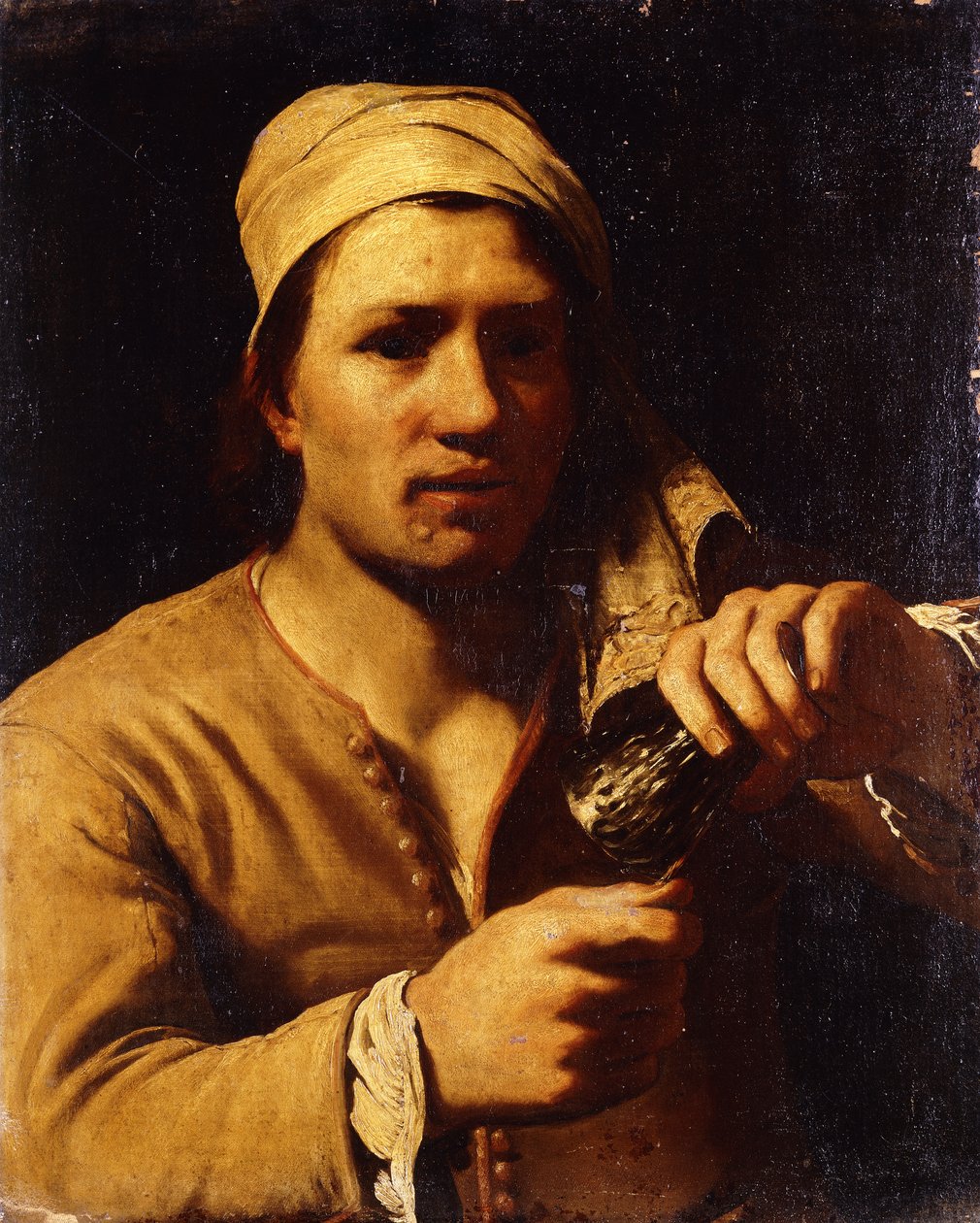 Mladý muž v turbanu držící Roemer: Test nehtů, od Michael Sweerts