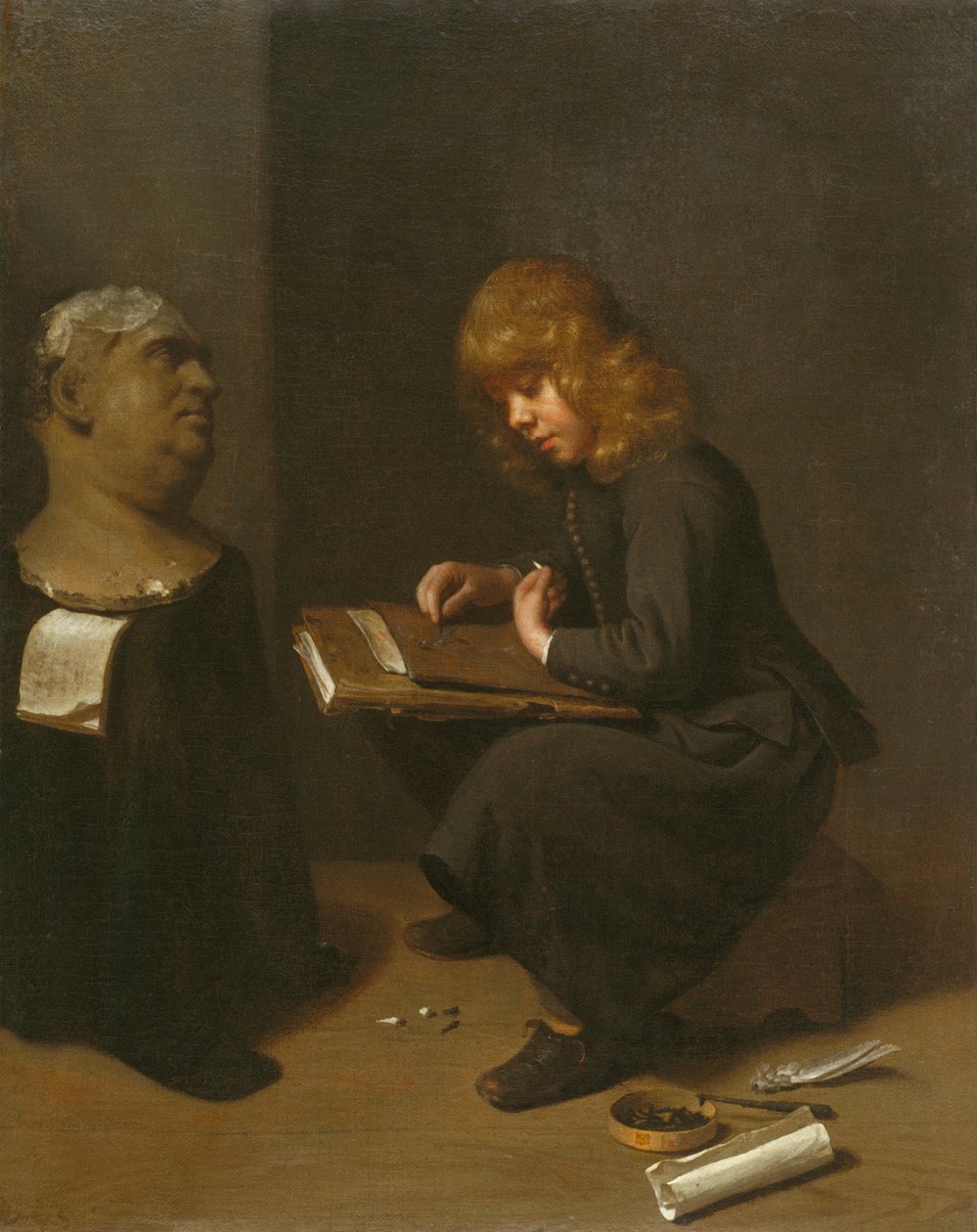 Chlapec kreslící bustu římského císaře Vitellia od Michael Sweerts