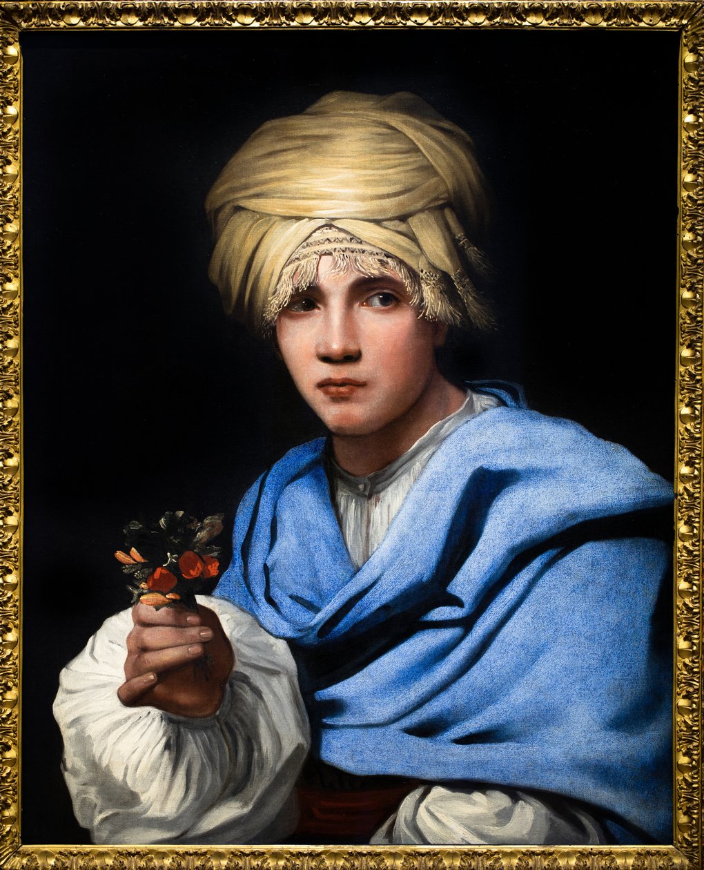 Chlapec s turbanem držící kytici květin od Michael Sweerts