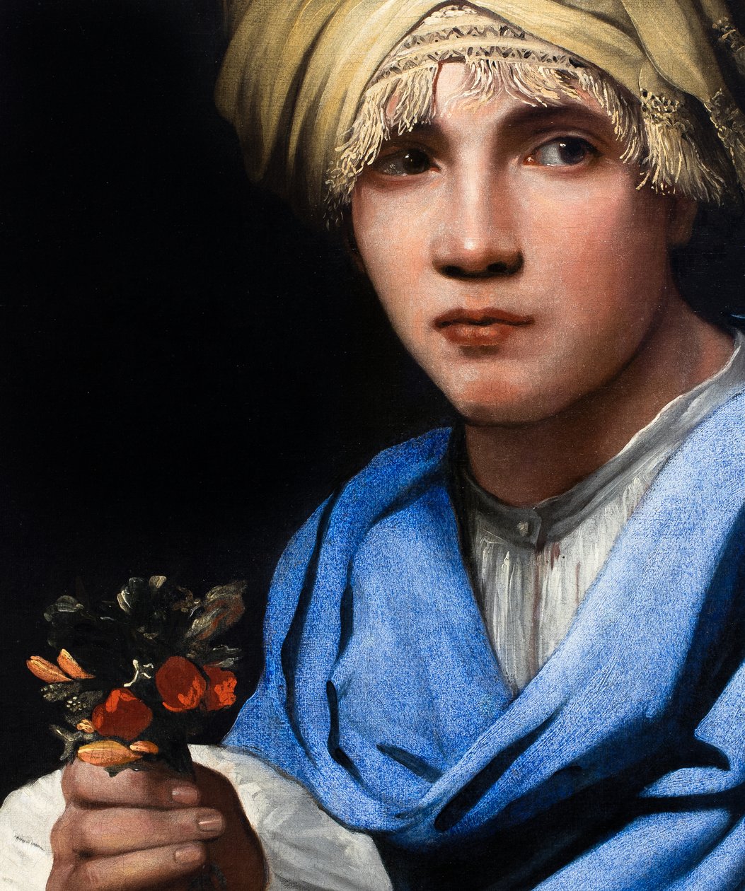 Chlapec s turbanem držící kytici květin od Michael Sweerts