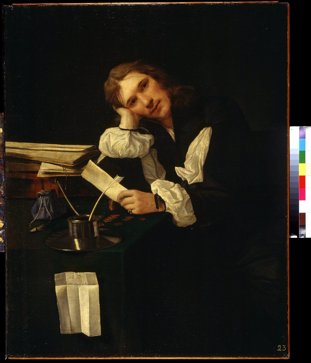 Portrét mladého muže, autoportrét (Portrait of a young man, sell portrait). Obraz Michiela Sweertse (1618-1664). Olej na plátně od Michael Sweerts