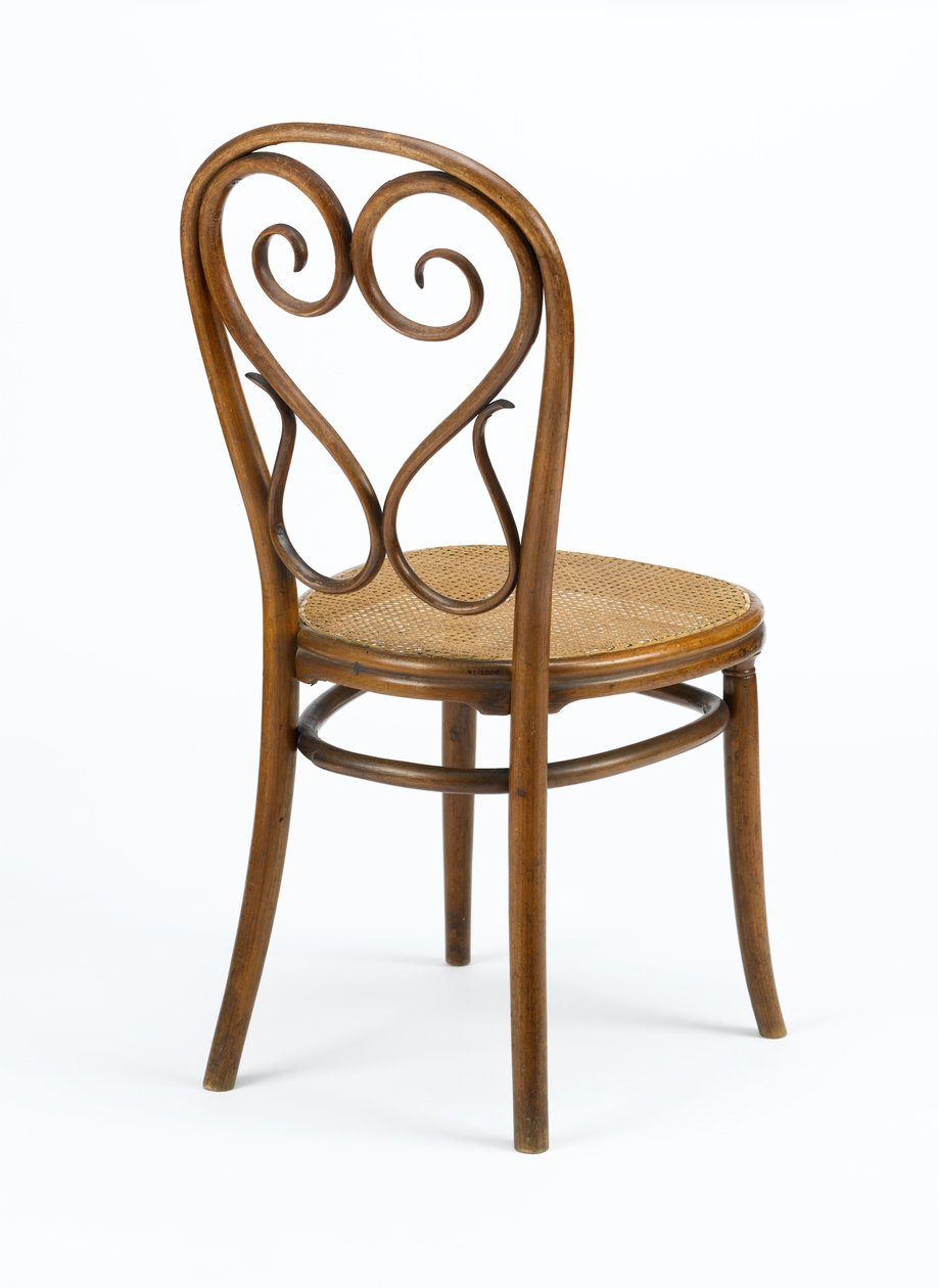Boční židle, cca 1848 (ohýbané masivní bukové dřevo s tkaným rákosovým sedákem) od Michael Thonet