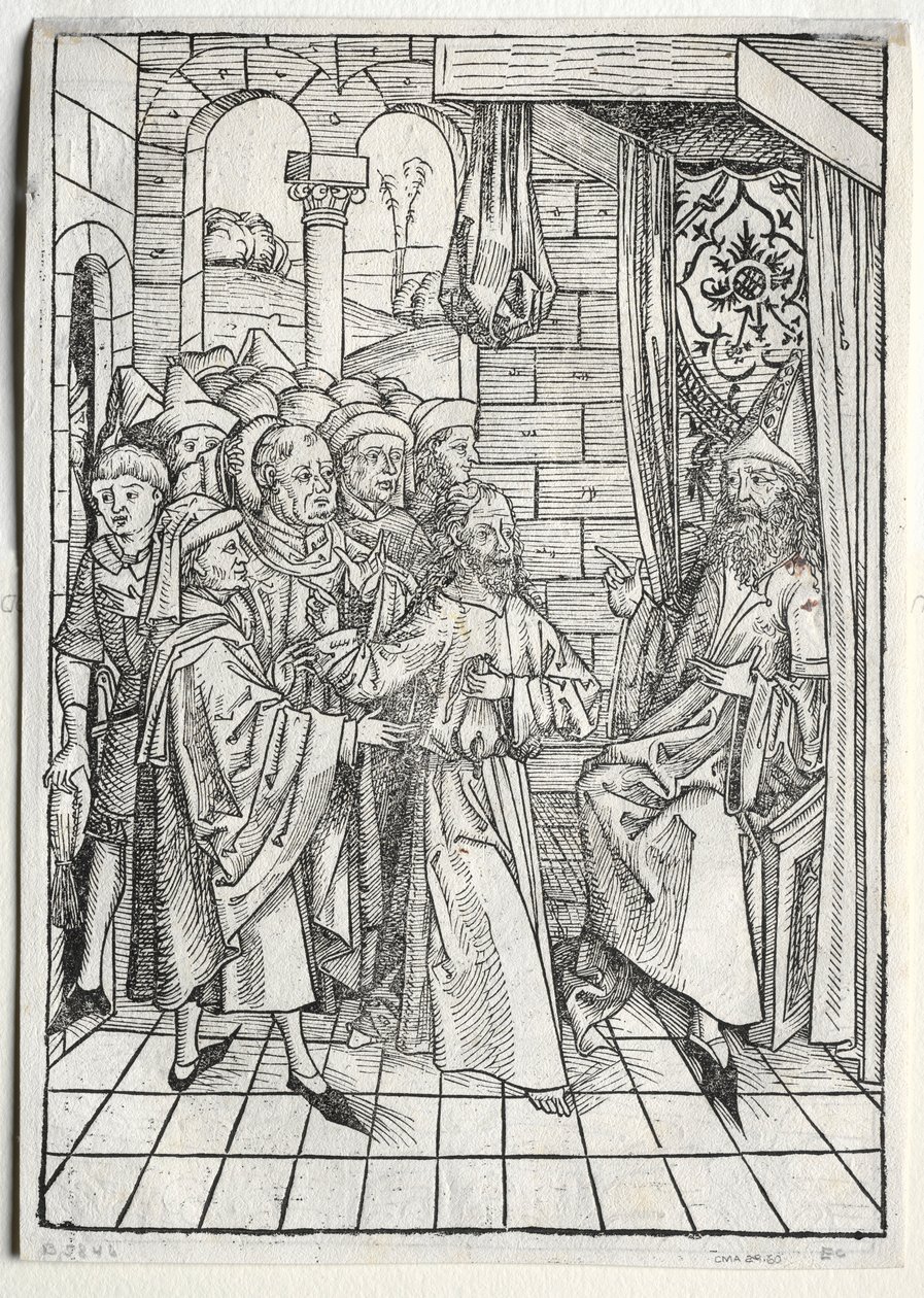 Der Schatzbehalter: Kristus před Kaifášem verso, 1491. od Michael Wolgemut
