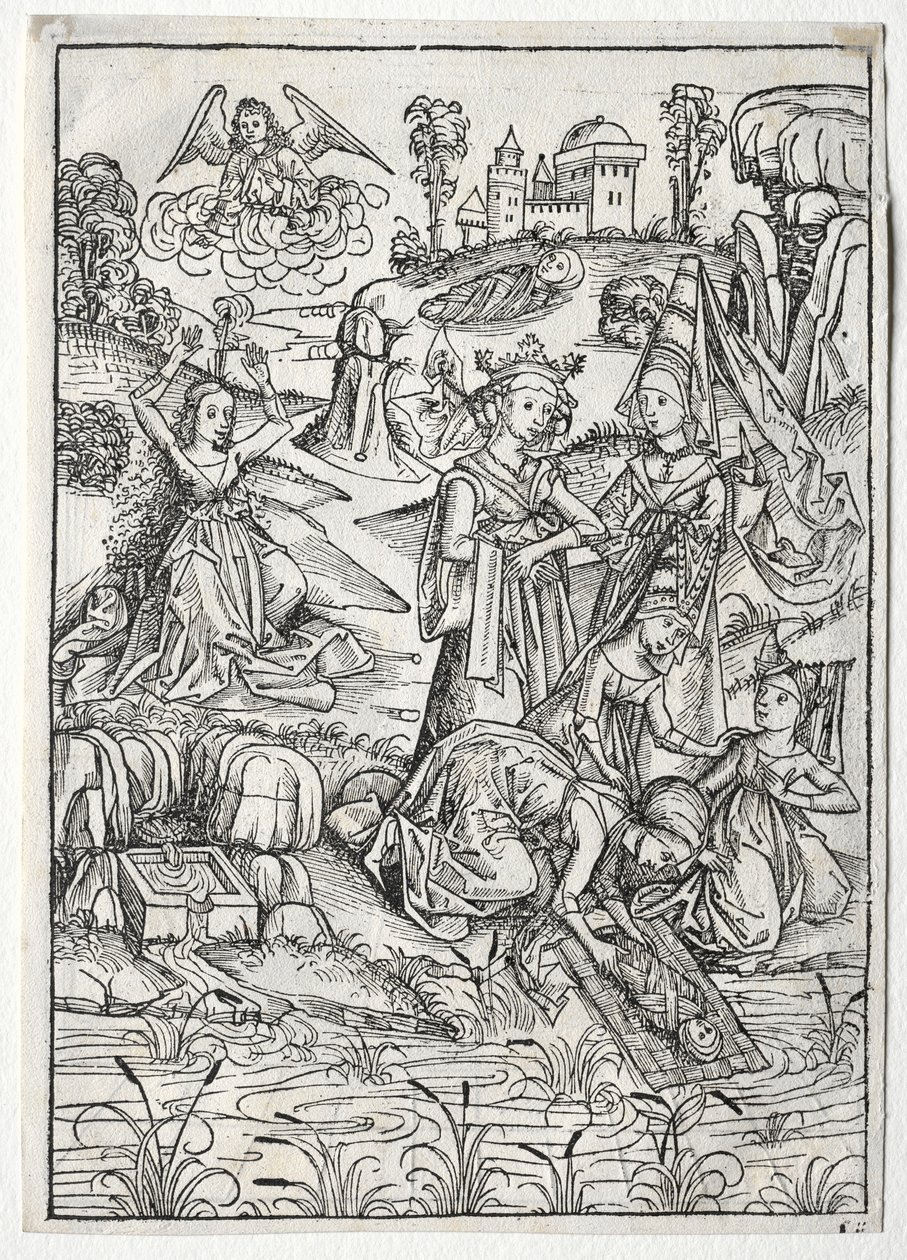 Der Schatz Behalten: Mojžíš nalezen faraonovou dcerou recto, 1491. od Michael Wolgemut
