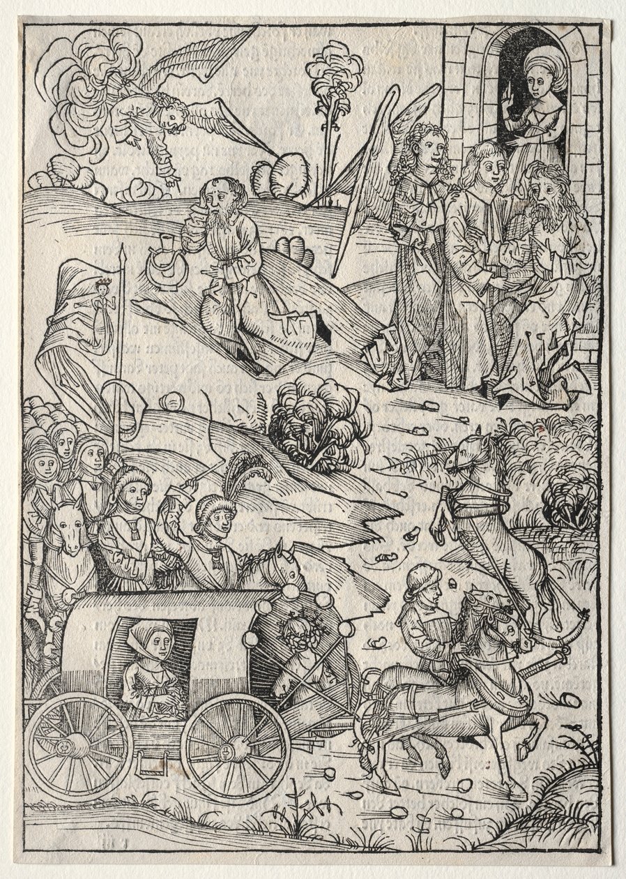 Der Schatzbehalter: Návrat Tobiáše k Tobitovi, Příchod Tobiášovy manželky..., 1491. od Michael Wolgemut