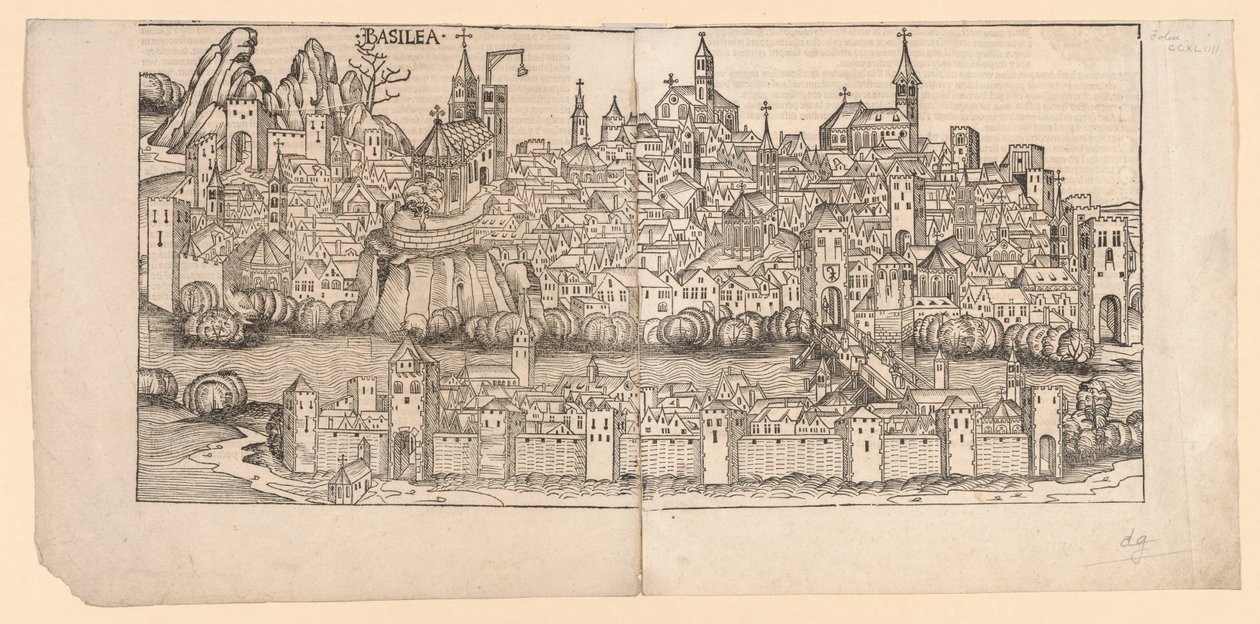 Norimberská kronika: Topografický pohled na Basilej, Švýcarsko, 1493. od Michael Wolgemut