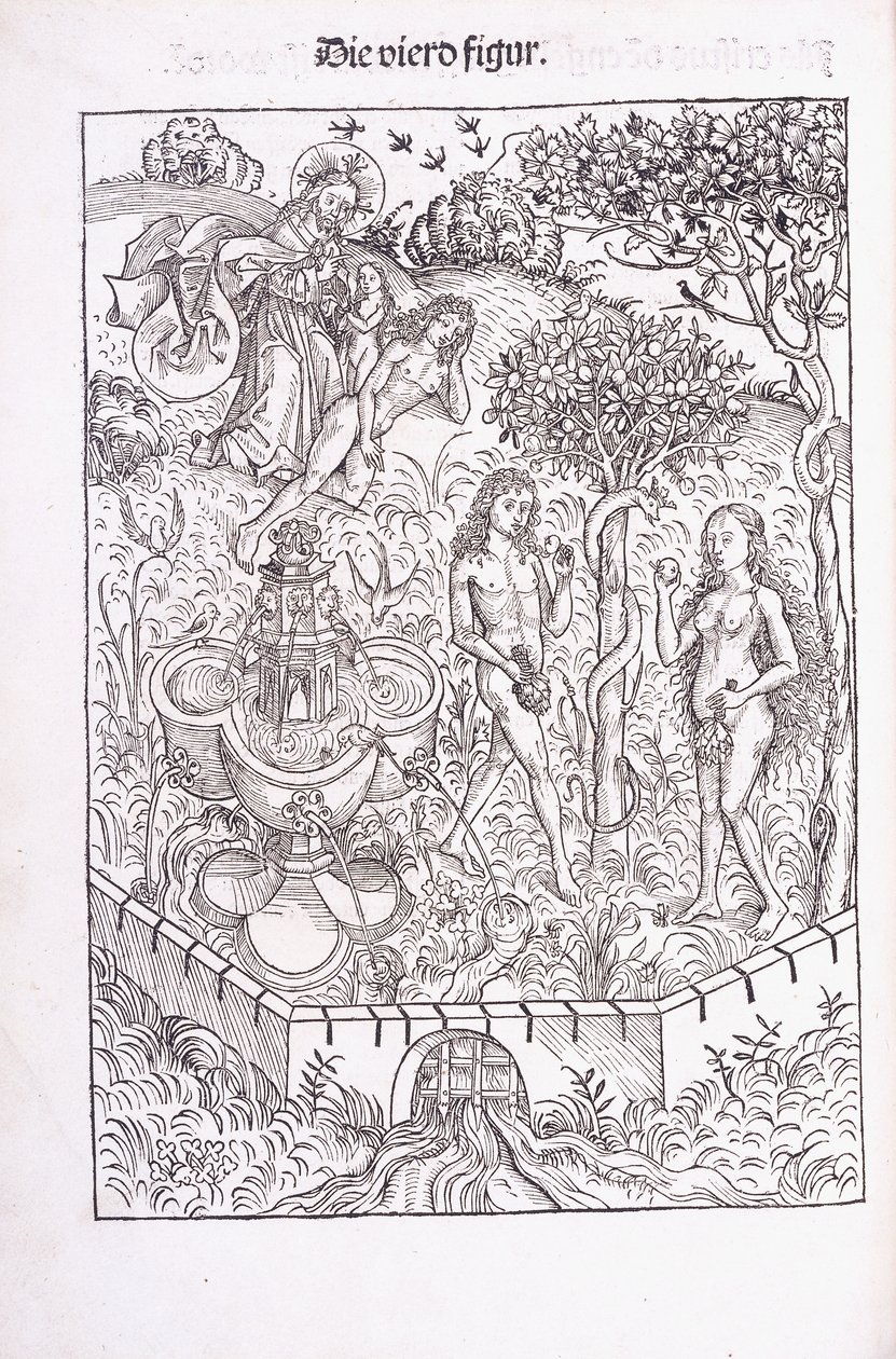 Adam a Eva v zahradě Eden, 1491 od Michael Wolgemuth