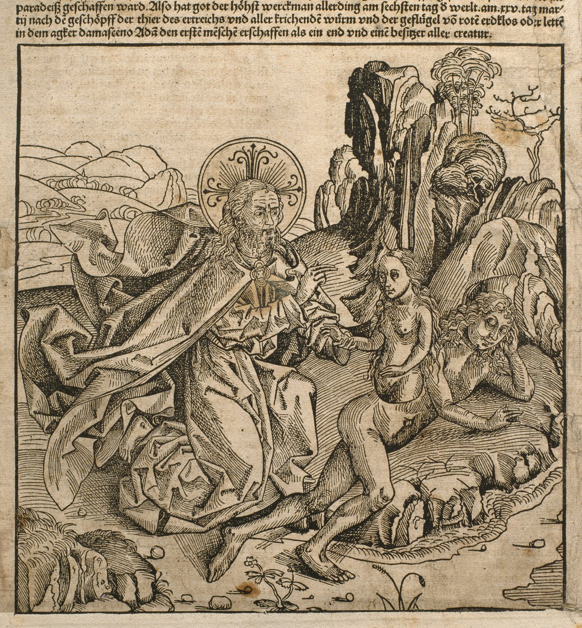 Bůh Otec stvořil Evu z Adamova žebra, ilustrace z knihy "Liber Chronicarum" od Hartmanna Schedela (1440-1514) vydané v Norimberku, 1493. od Michael and Pleydenwurff, W. Wolgemuth