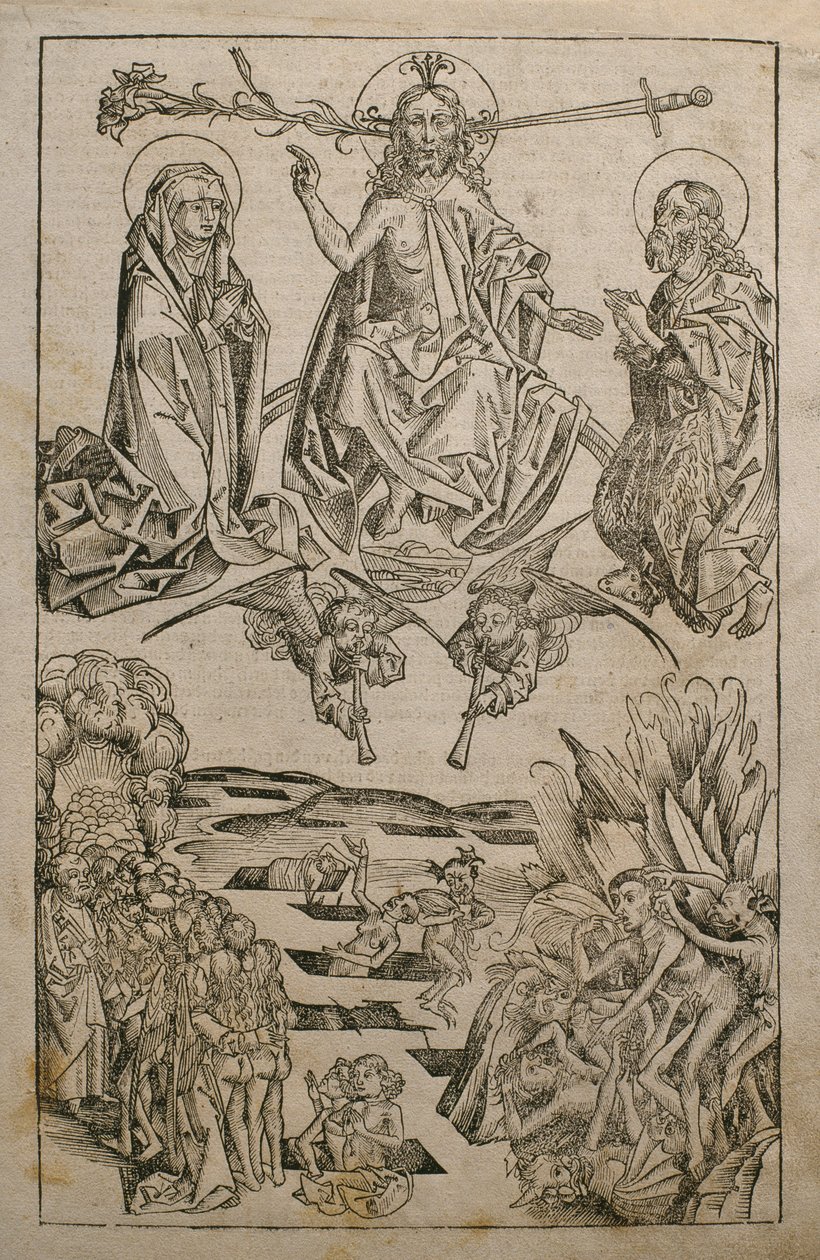 Poslední soud, ilustrace z „Liber Chronicarum“ od Hartmanna Schedela (1440-1514) vydané v Norimberku, 1493 od Michael and Pleydenwurff, W. Wolgemuth