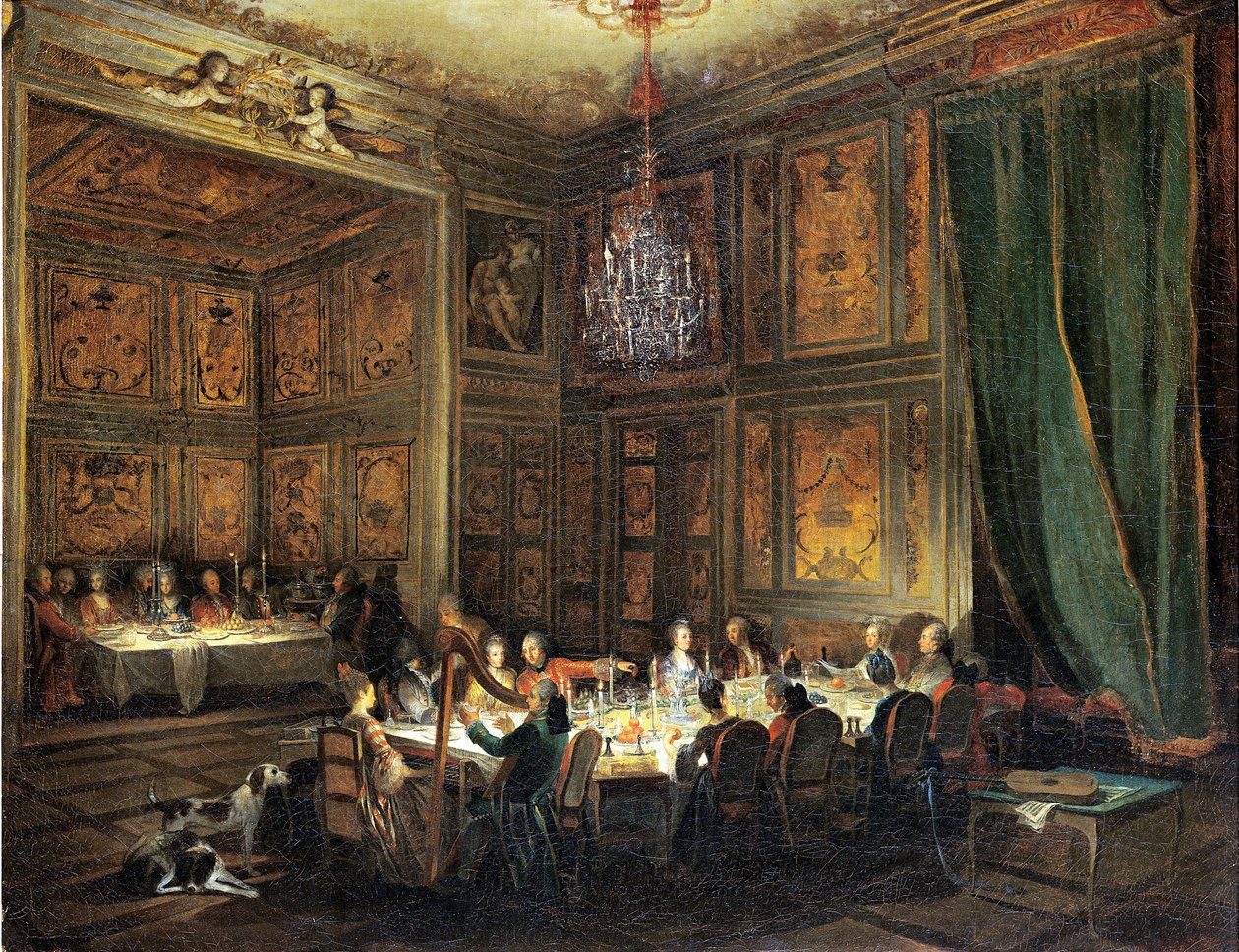 Večeře knížete z Conti (1717-76) v chrámu, 1766 od Michel Barthelemy Ollivier or Olivier