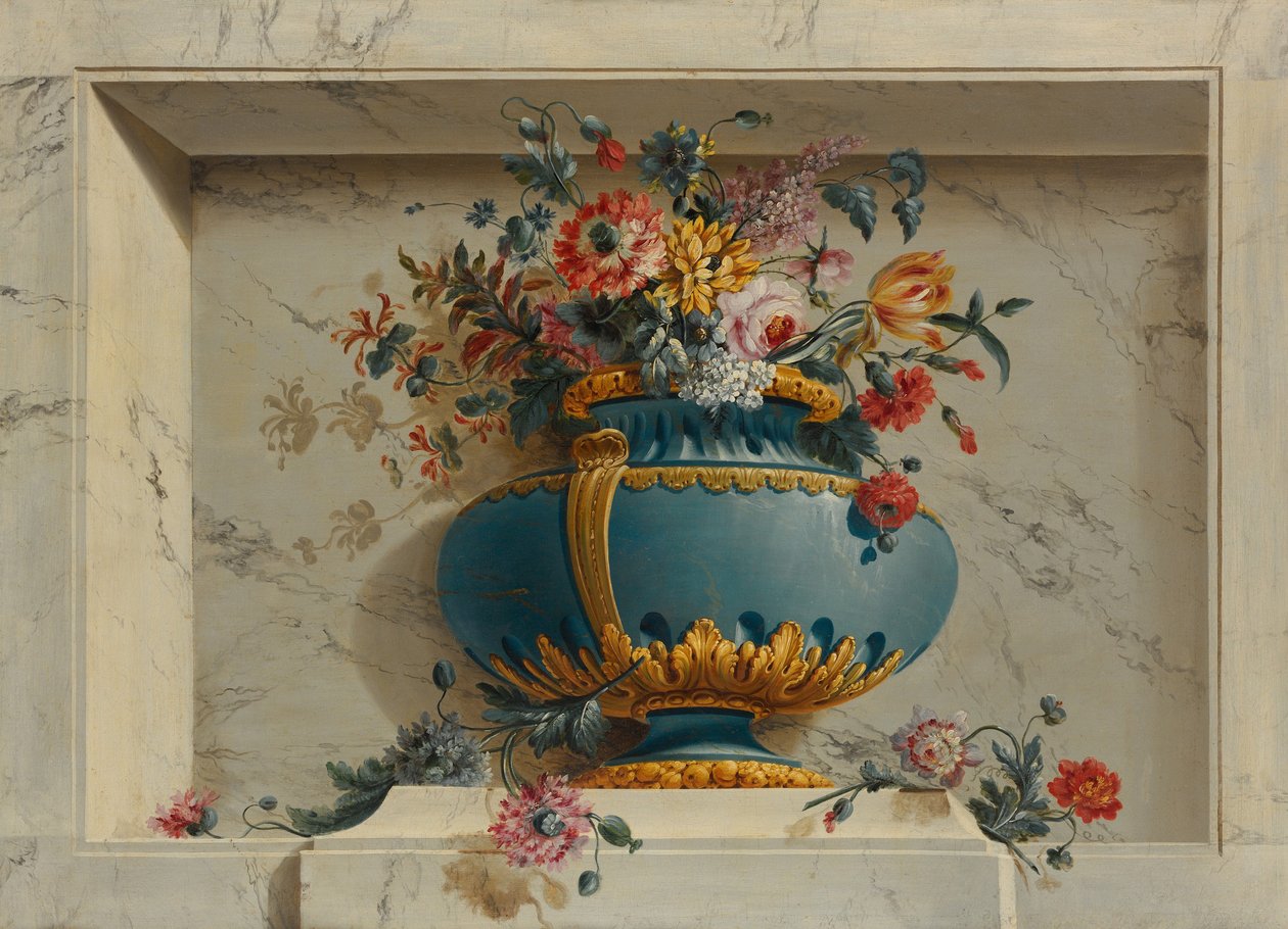 Váza s květinami ve výklenku, c.1763-79 od Michel Bruno Bellenge