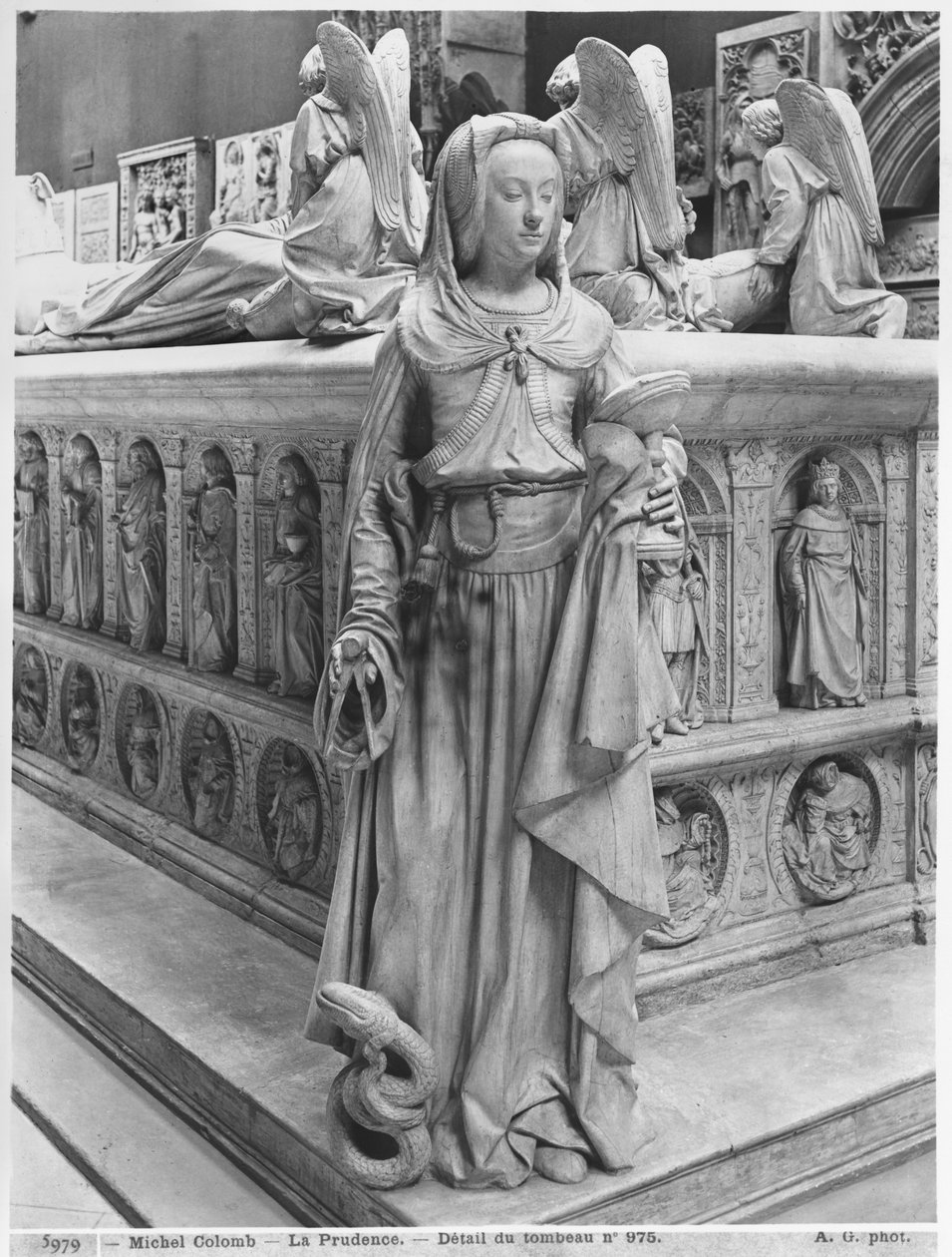 Nantes, Katedrála sv. Petra a Pavla, Hrob Františka II., vévody z Bretaně a Markéty z Foix, detail Prudence, 1502-07 sádrový odlitek z mramoru viz také 345884 bw foto od Michel Colombe