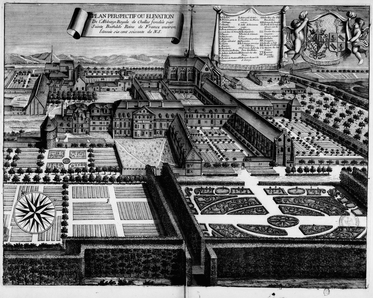 Opatství Chelles v roce 1688 od Michel Germain