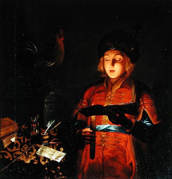 Mladý zpěvák (Mladý muž se svíčkou) 1681 od Michel Gobin