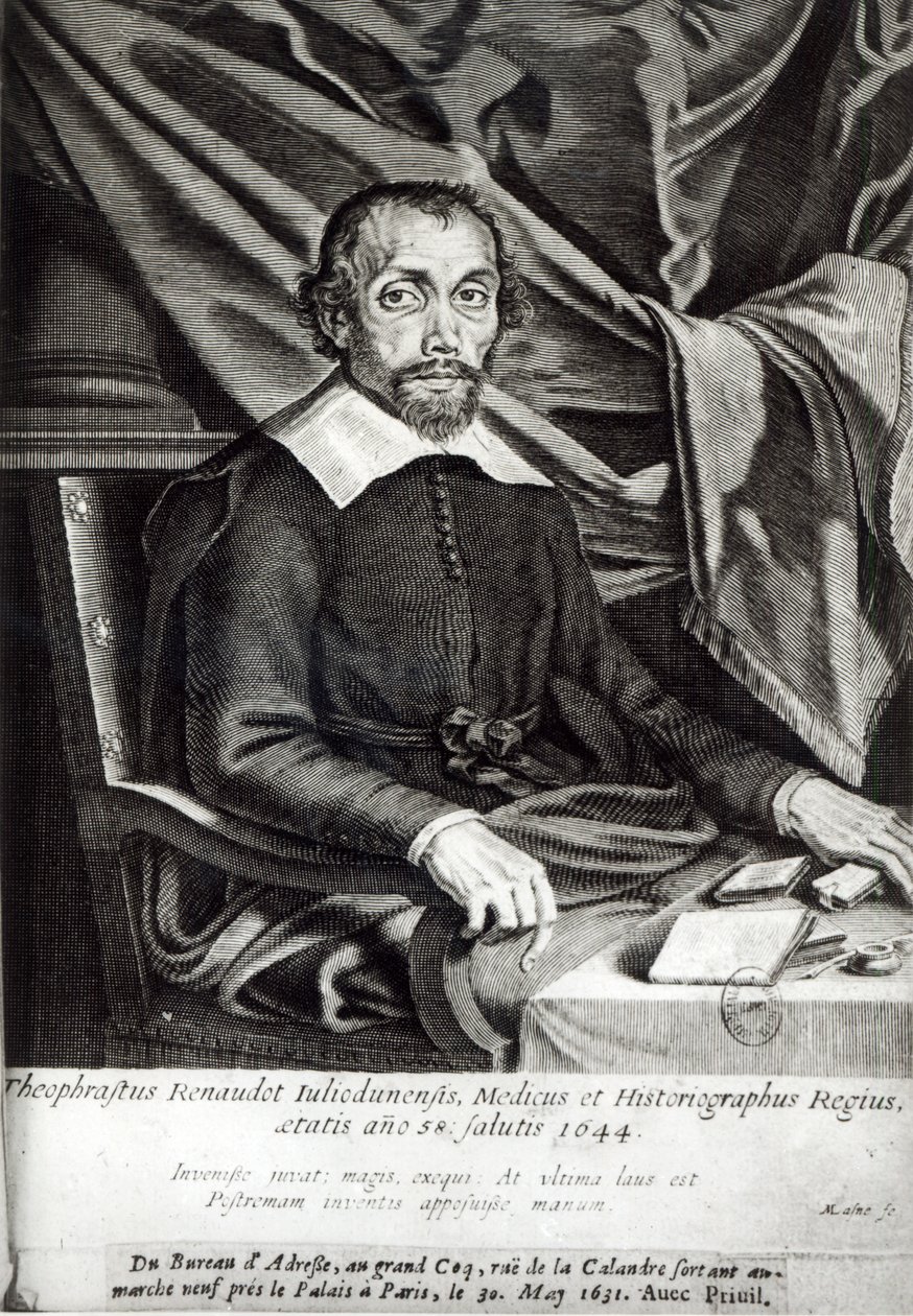 Portrét Theophraste Renaudot (1586-1653), 58 let, 1644 od Michel Lasne
