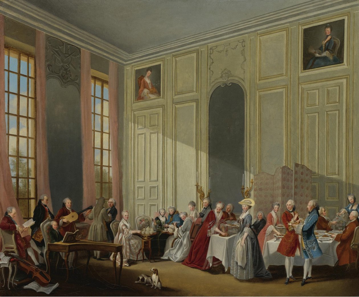 Mozart koncertuje v Salon des Quatre-Glaces v Palais du Temple na dvoře P od Michel Barthelemy Ollivier