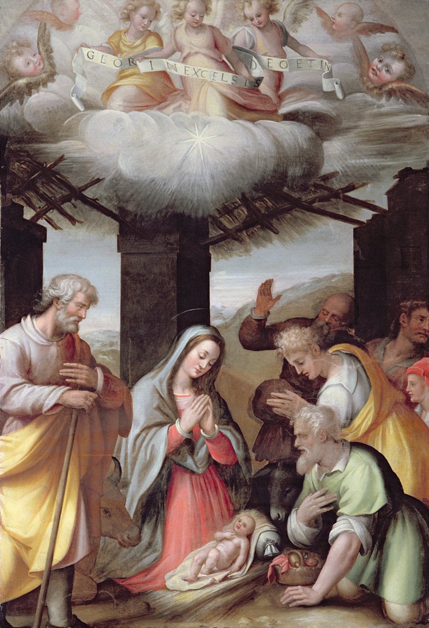 Klanění pastýřů, cca 1500 od Michel Colombe
