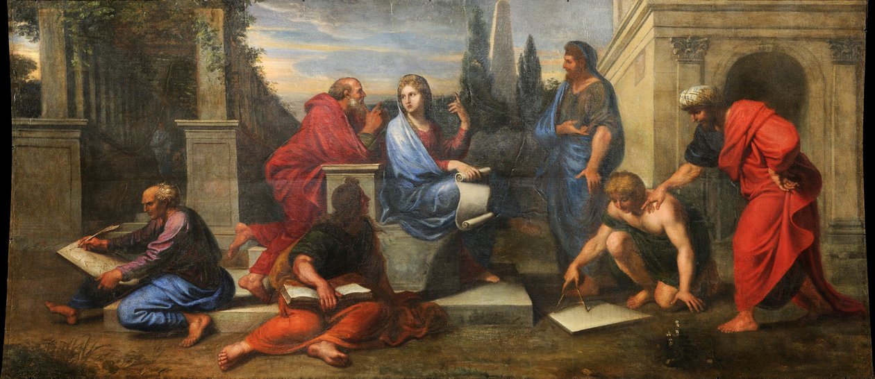 Aspasia obklopená řeckými filozofy od Michel Corneille the Younger