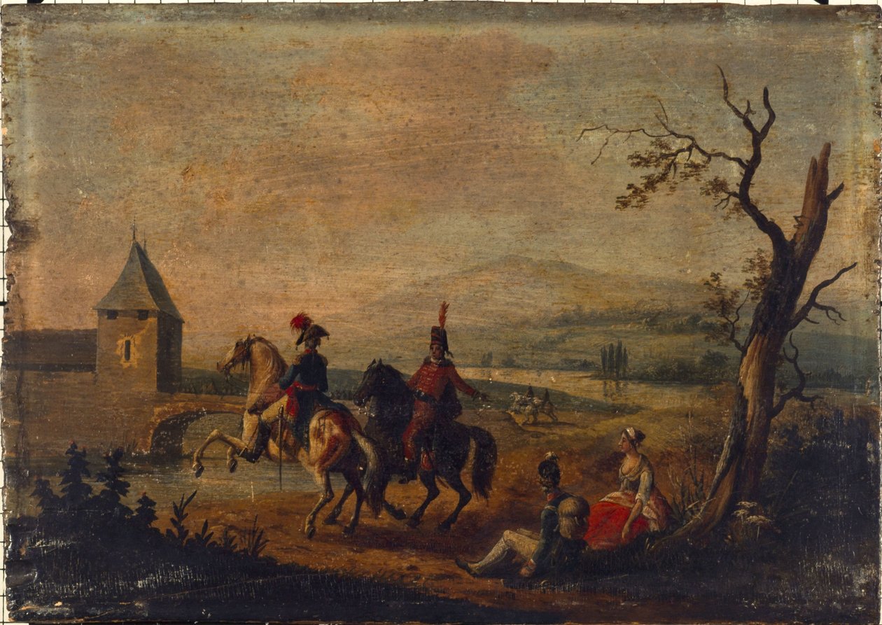 Vojáci v krajině, 1751 až 1800 (olej na dřevě) od Michel Duplessis