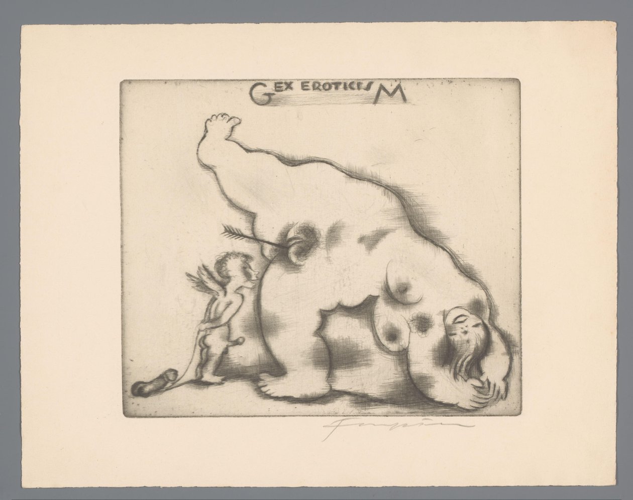 Ex libris van Gianni Mantero Gex eroticisM (název na objektu) od Michel Fingesten (signed by artist)