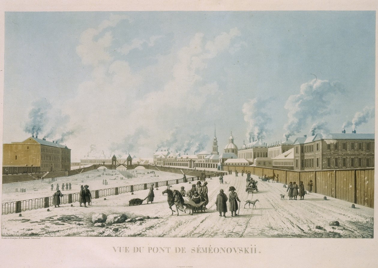 Semjonovskij most v Petrohradu, 1813 od Michel Francois Damam Demartrait