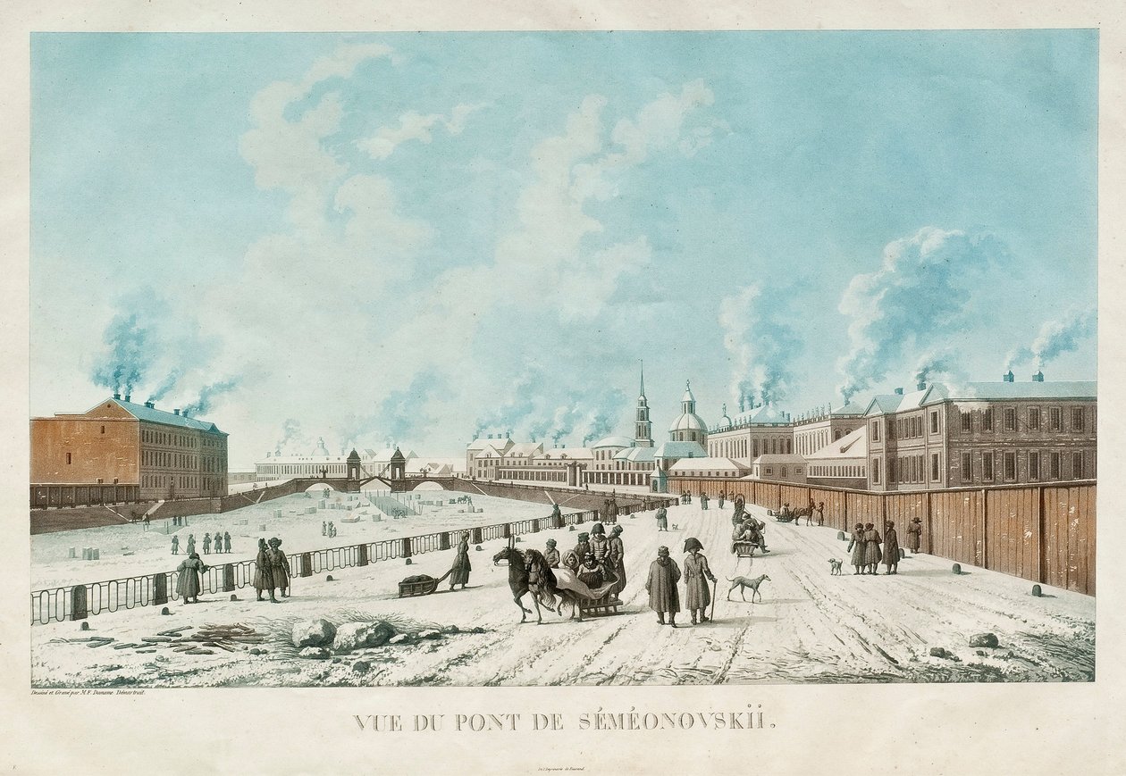 Semjonovskij most v Petrohradu, 1813 od Michel Francois Damam Demartrait