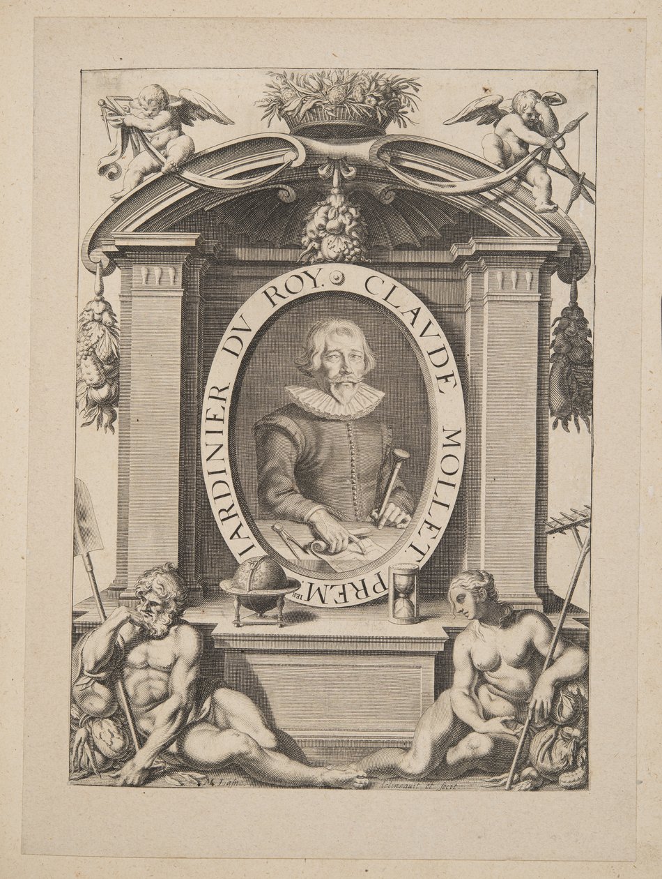Claude Mollet, první Gardener of the Roy, z Theater des Plans et Jardinages, pub. 1652 (rytina) od Michel Lasne