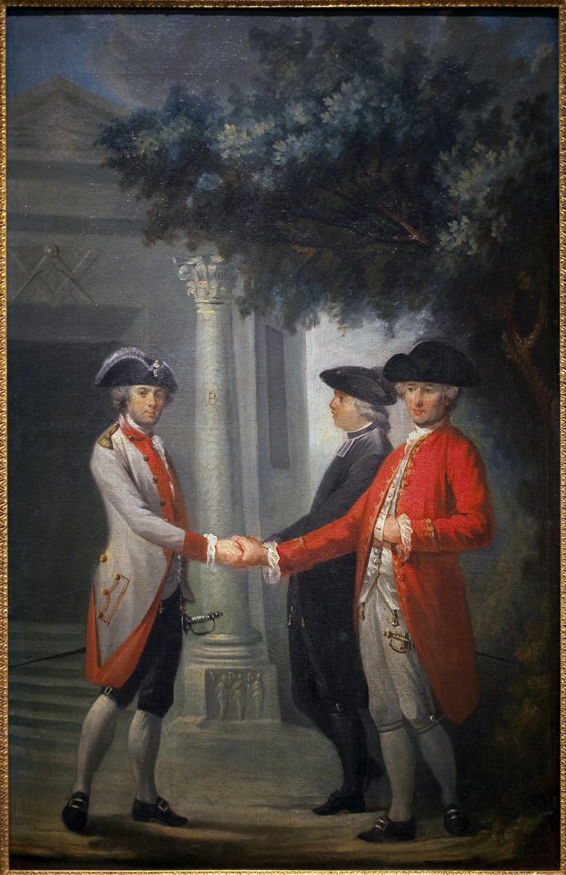 Francouzská revoluce: „Unie tří řádů“ nebo Trojitá unie. Zastoupení zástupců kléru, šlechtice a třetího státu (třetího stavu). Symbol Freemaking je znázorněn vlevo Obraz Michel-Nicolas (Michel Nico od Michel Nicolas Perseval
