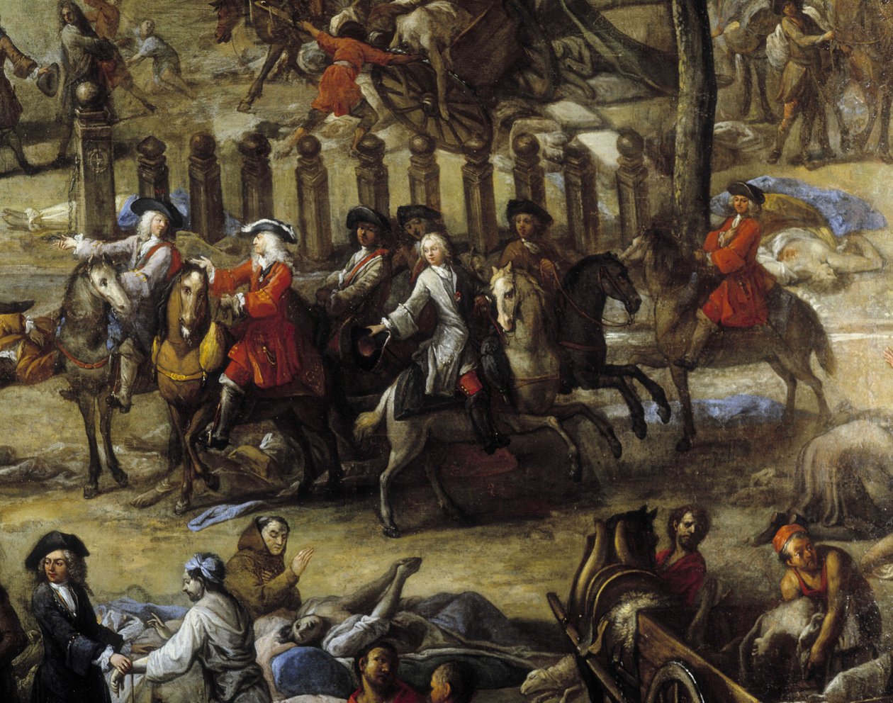 Pohled na hřiště (z Marseille) během moru v roce 1720 (olej na plátně) od Michel Serre