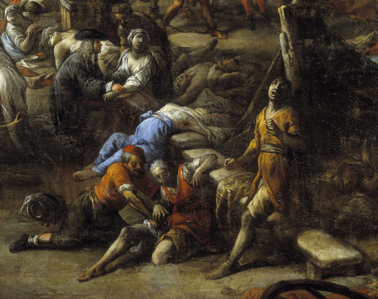 Pohled na hřiště (z Marseille) během moru v roce 1720 (olej na plátně) od Michel Serre