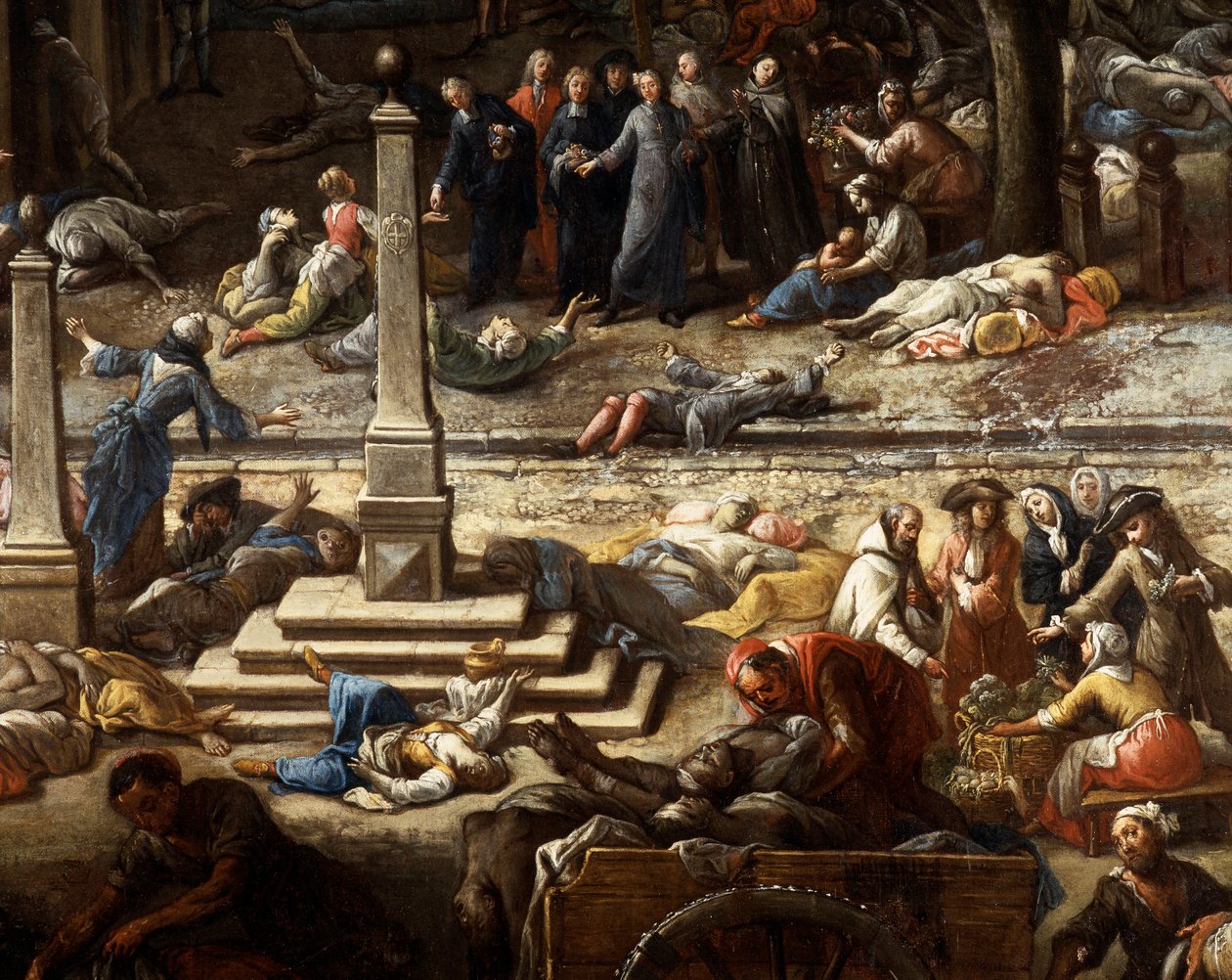 Pohled na radnici (Marseille) během moru v roce 1720 od Michel Serre