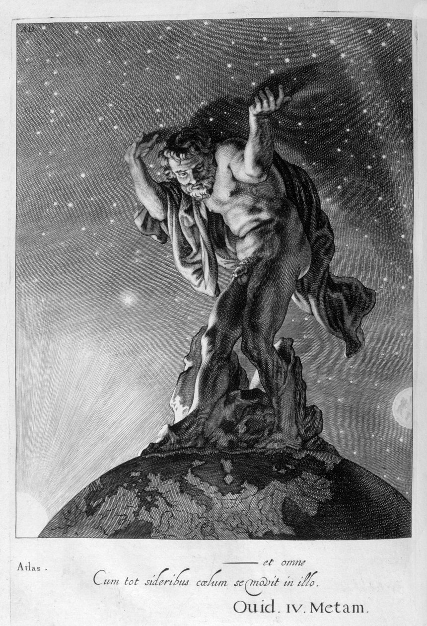 Atlas podpírá nebesa na svých ramenou, 1655 od Michel de Marolles