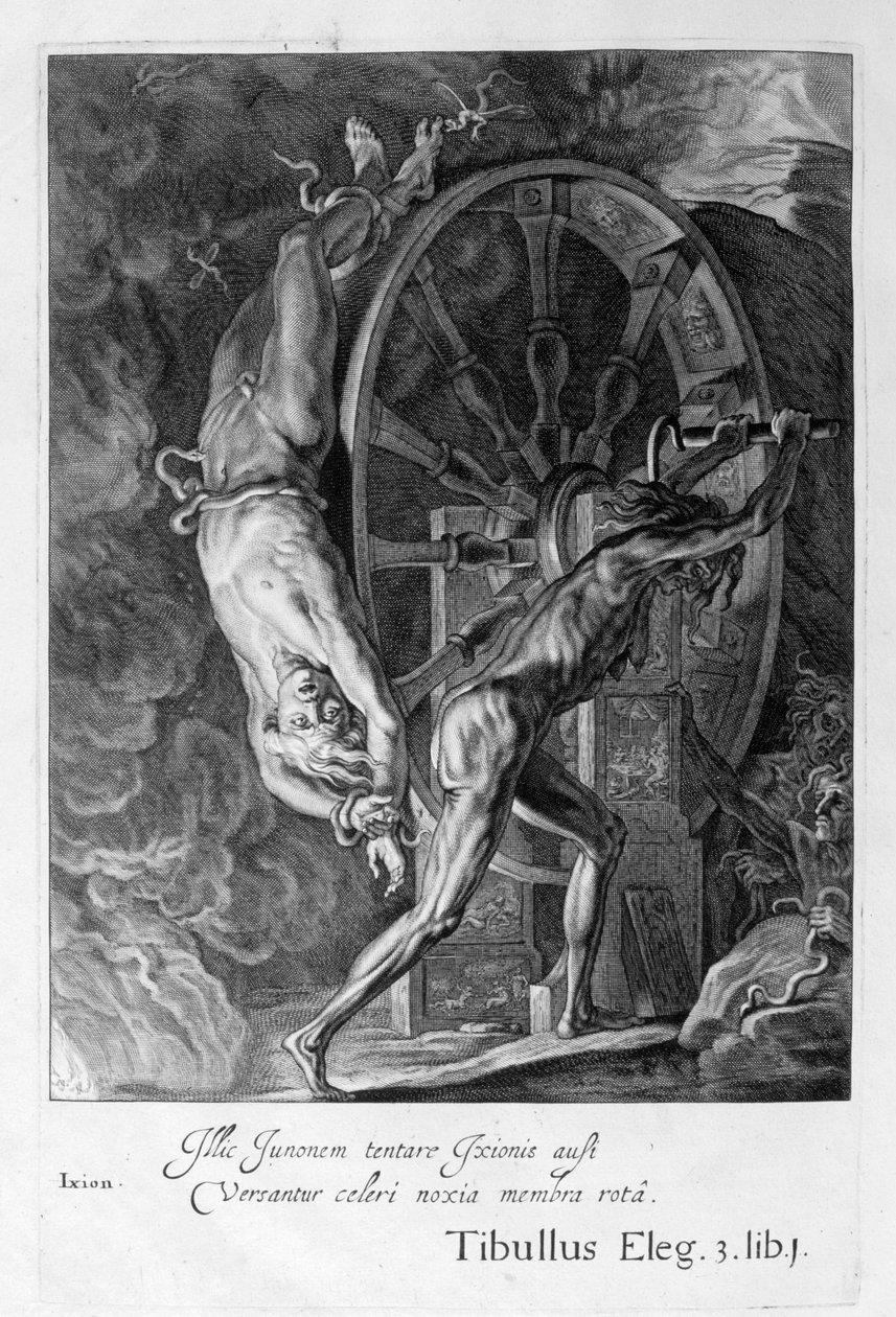 Ixion v Tartaru na kole, 1655 od Michel de Marolles