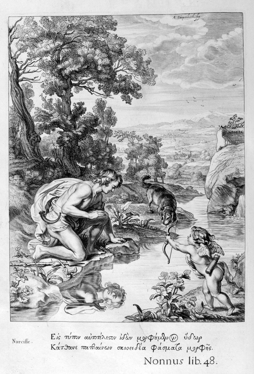 Narcis zamilovaný do vlastního odrazu, 1655 od Michel de Marolles