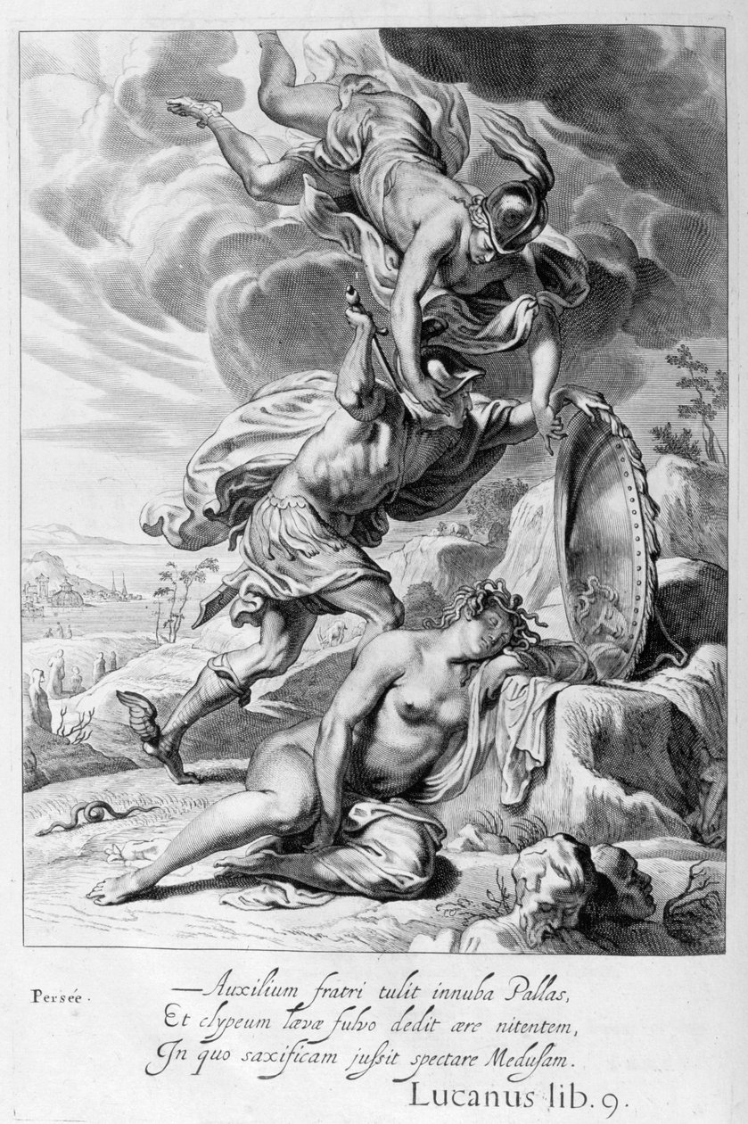 Perseus usekl hlavu Medusy, 1655 od Michel de Marolles