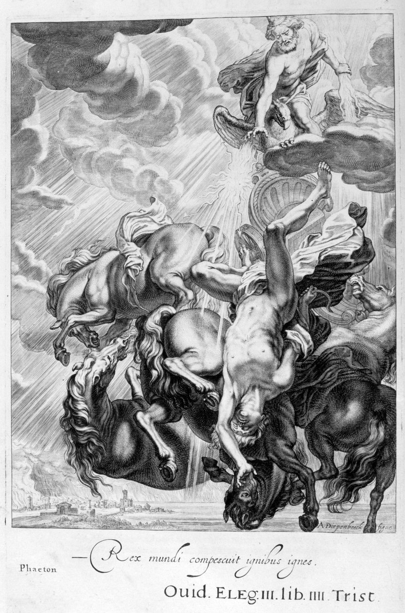 Phaeton sestřelil Jupiterův blesk v roce 1655 od Michel de Marolles